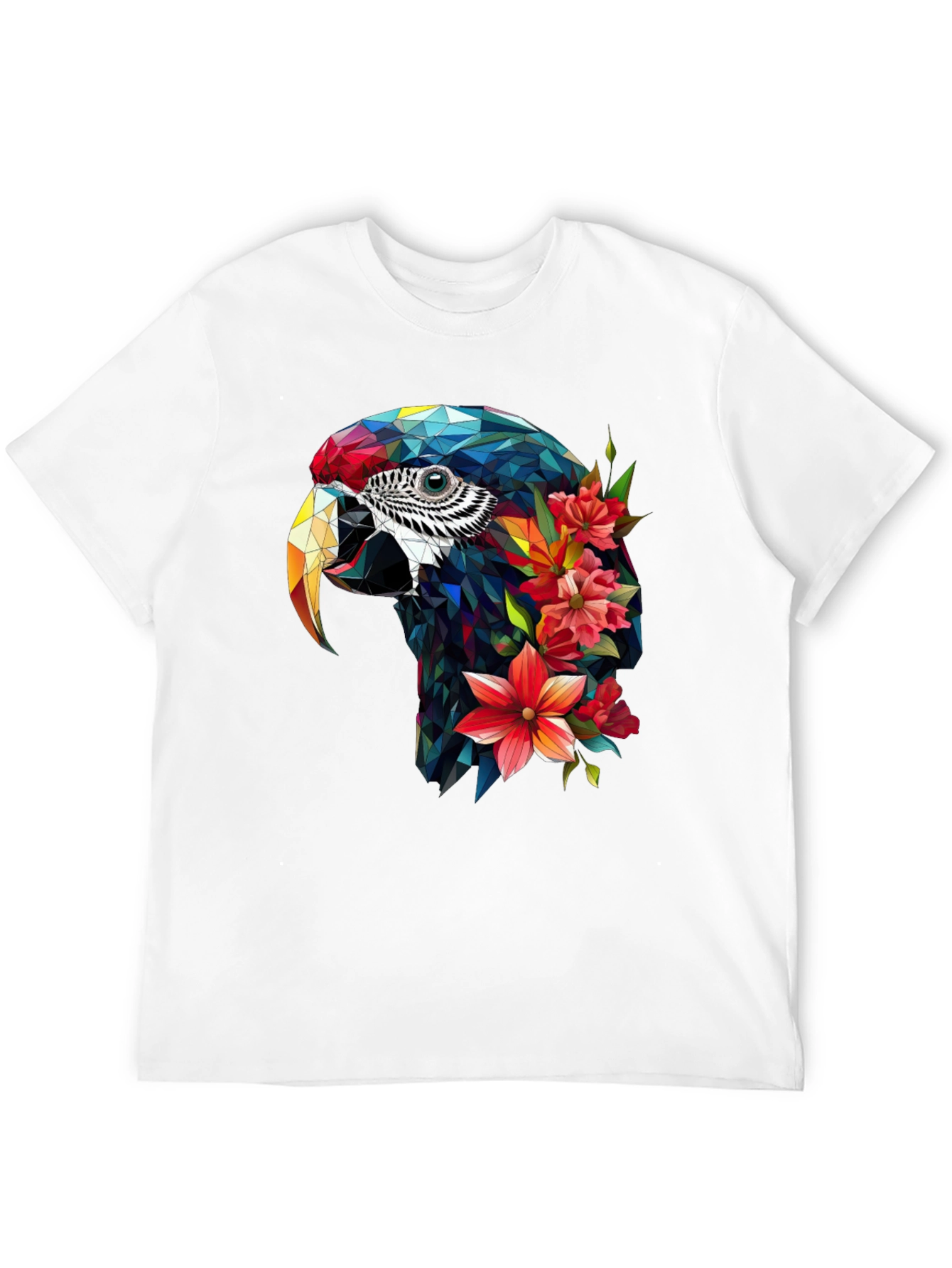 Geometric Parrot Floral T-Shirt - Unique Graphic Tee