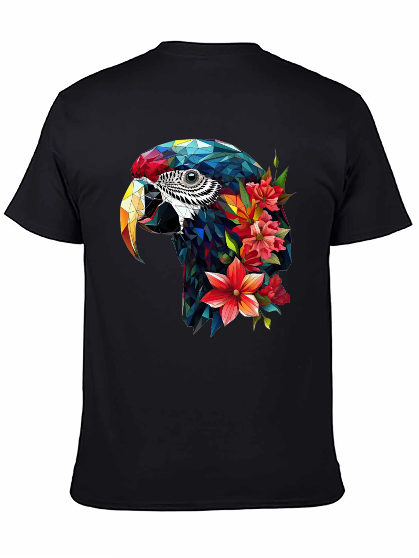 Geometric Parrot Floral T-Shirt - Unique Graphic Tee