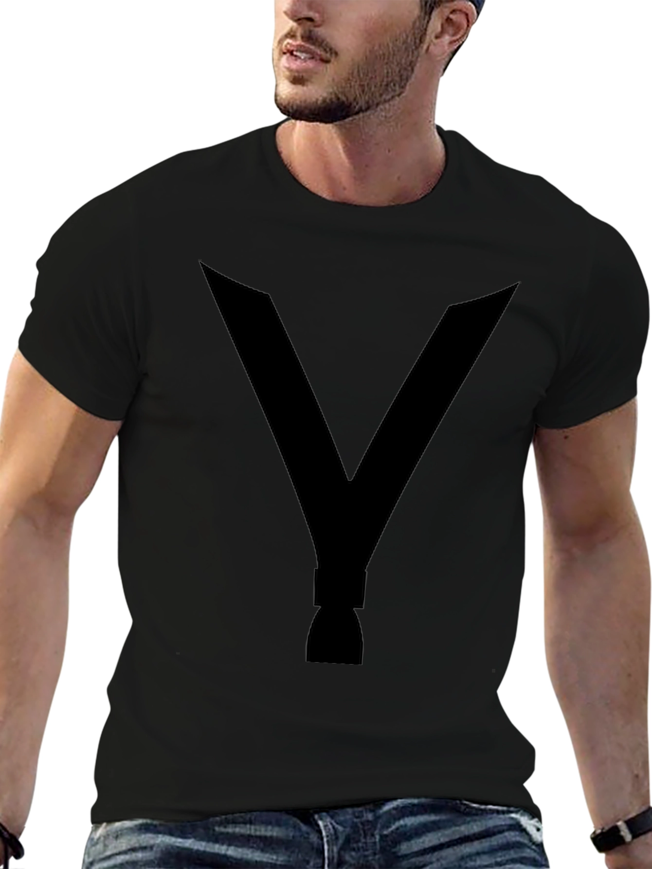 V Rocket Graphic Tee - Black Cotton T-Shirt