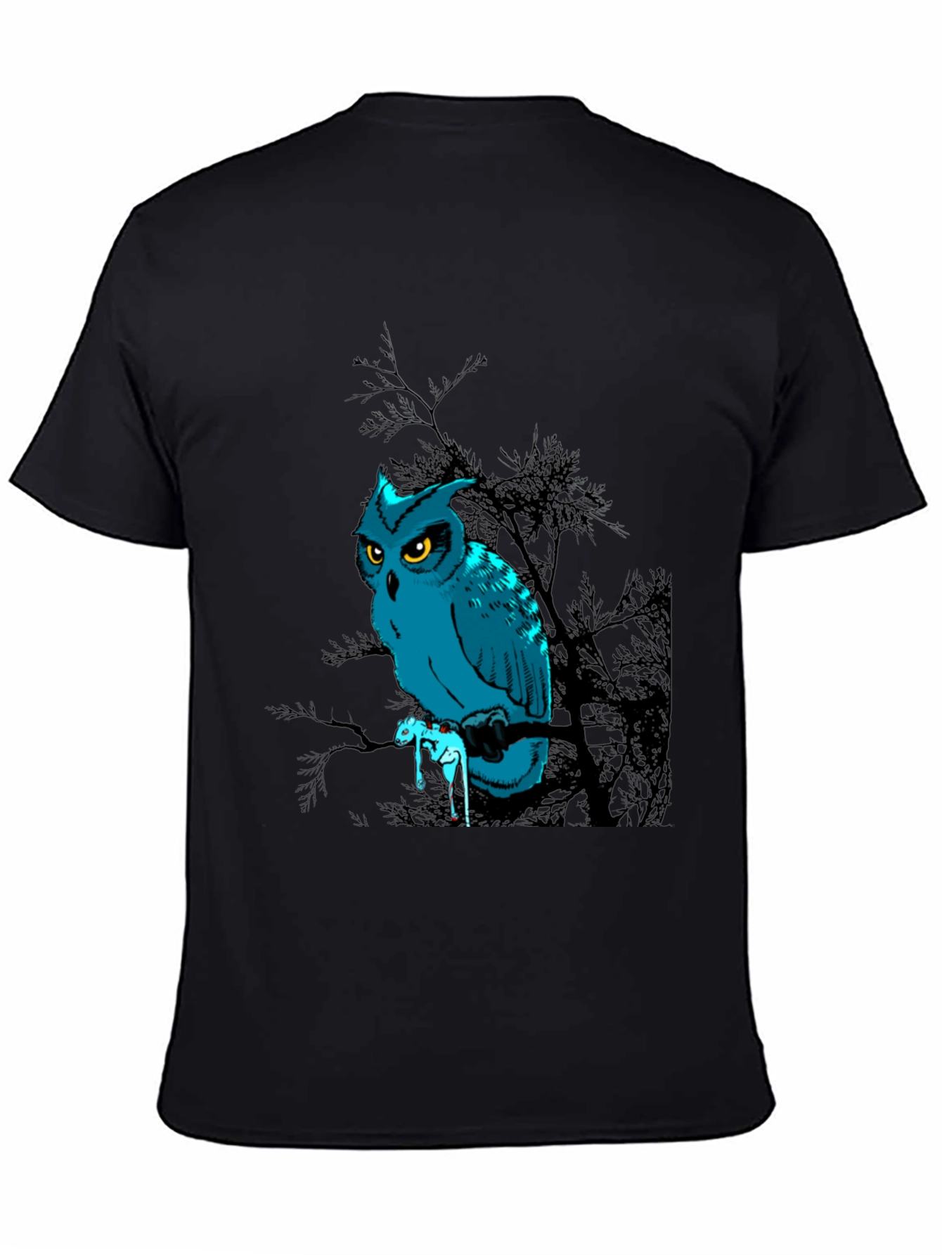 Owl Graphic Print Black T-Shirt