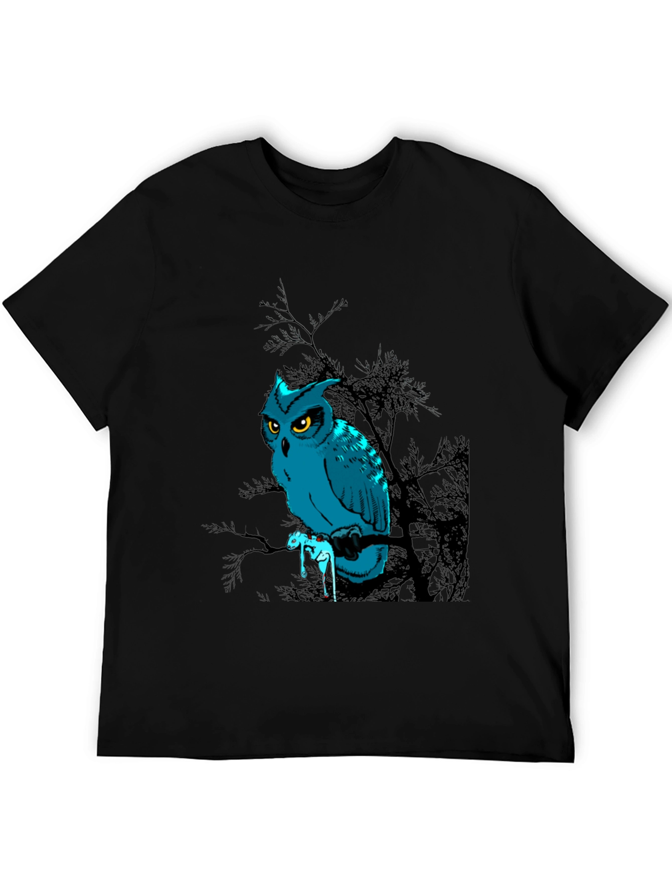 Owl Graphic Print Black T-Shirt