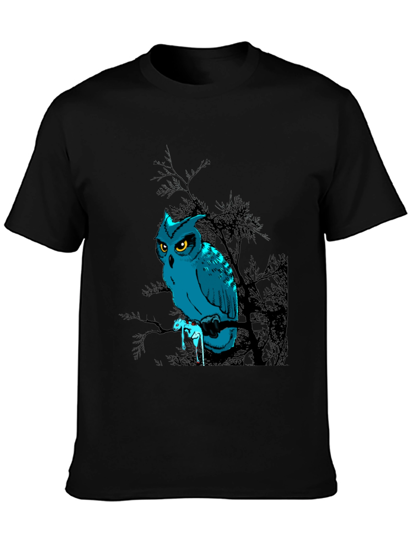Owl Graphic Print Black T-Shirt