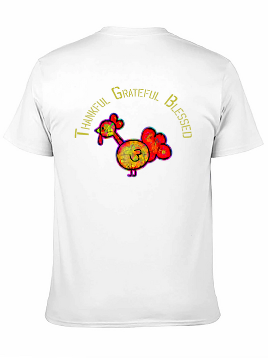 Thankful Grateful Blessed Thanksgiving Turkey T-Shirt
