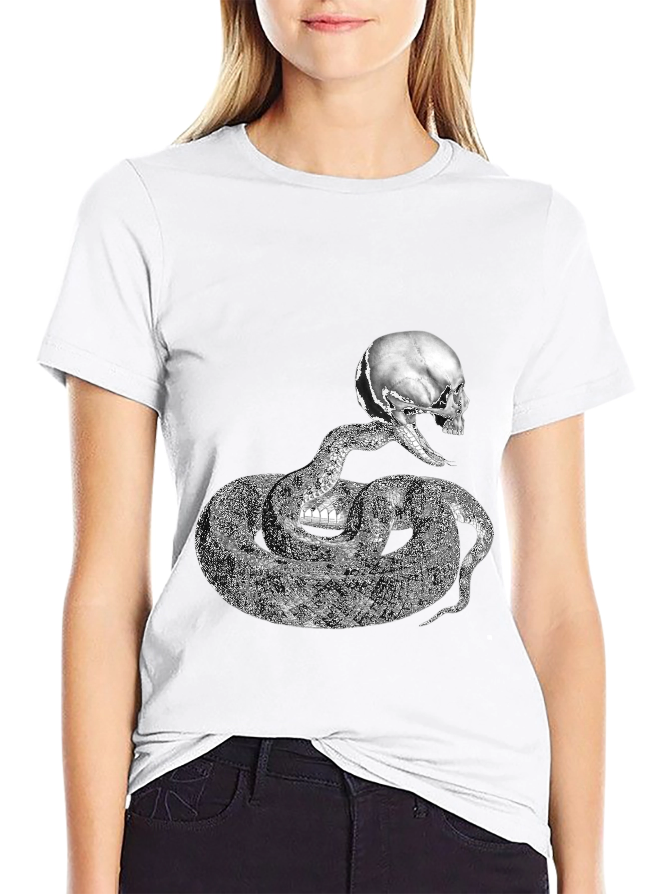 Skull Snake Graphic T-Shirt - Mens Black Tee