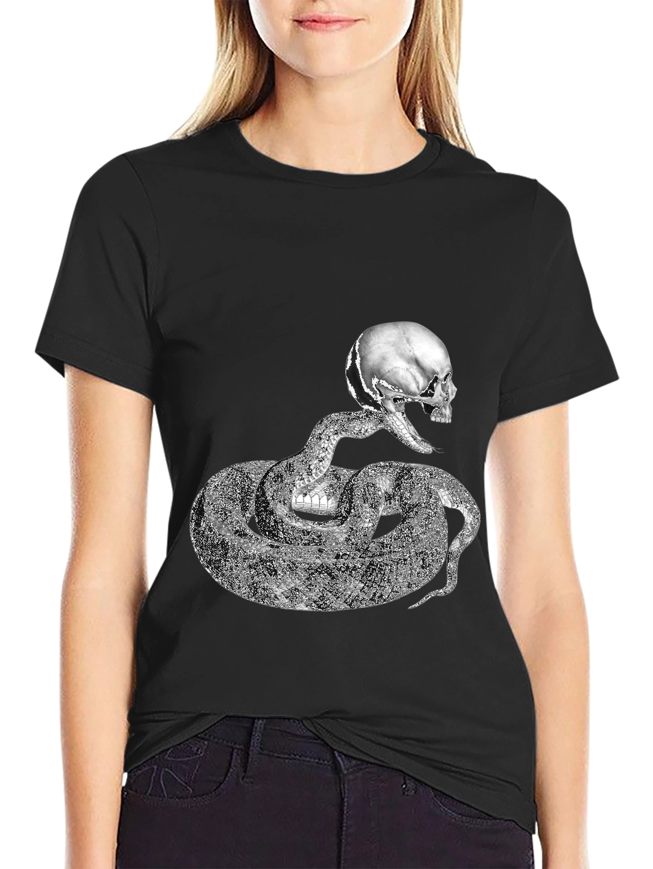 Skull Snake Graphic T-Shirt - Mens Black Tee