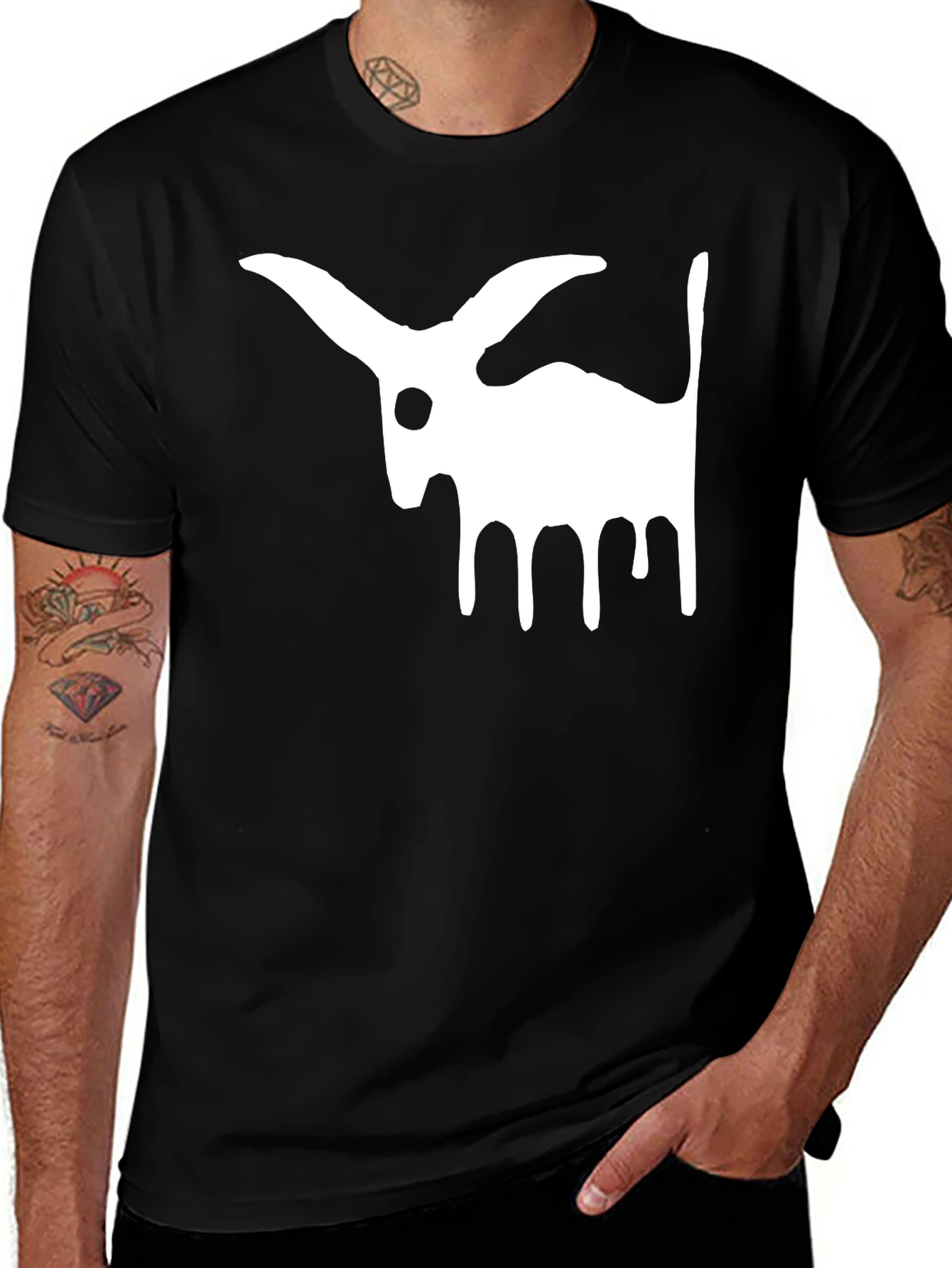 Abstract Rabbit Graphic Tee - Unisex Black T-Shirt