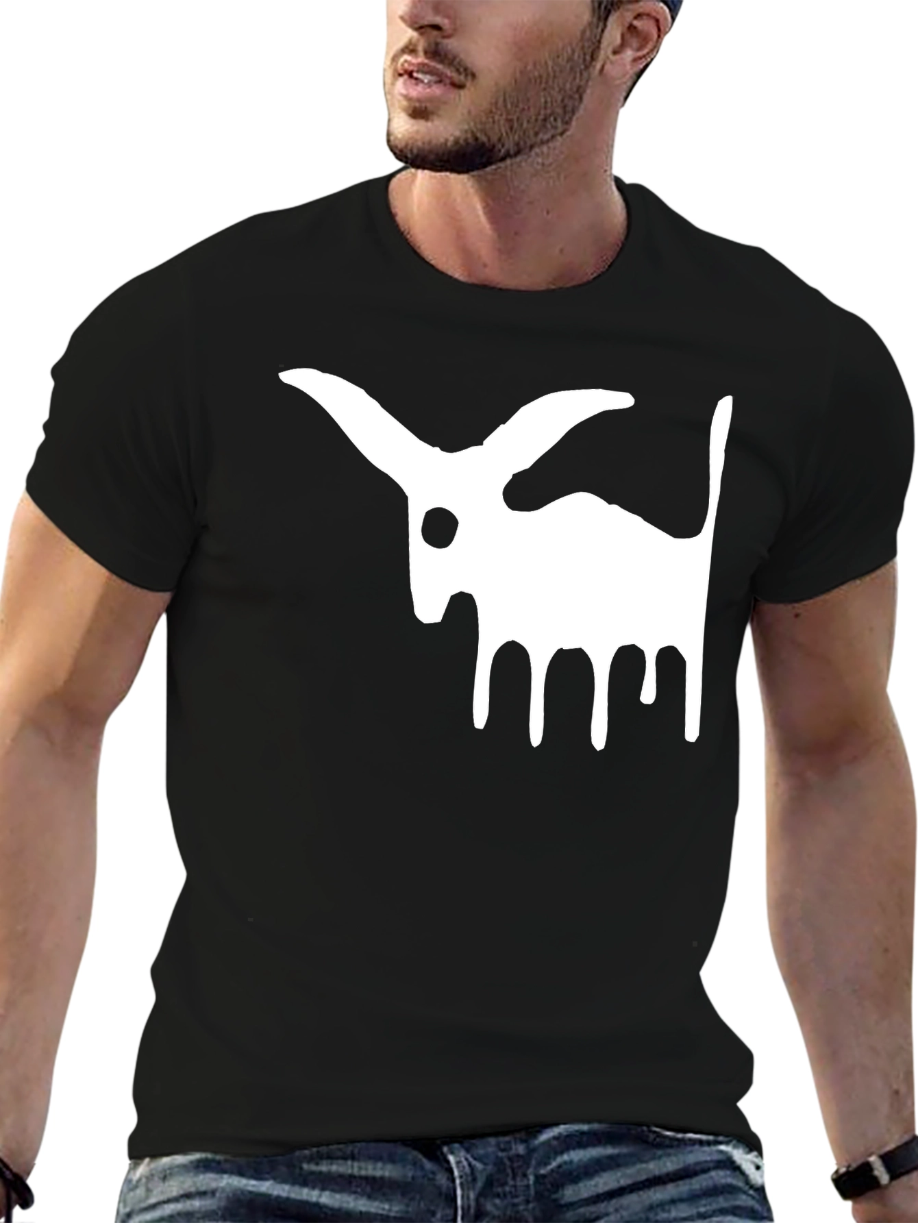 Abstract Rabbit Graphic Tee - Unisex Black T-Shirt