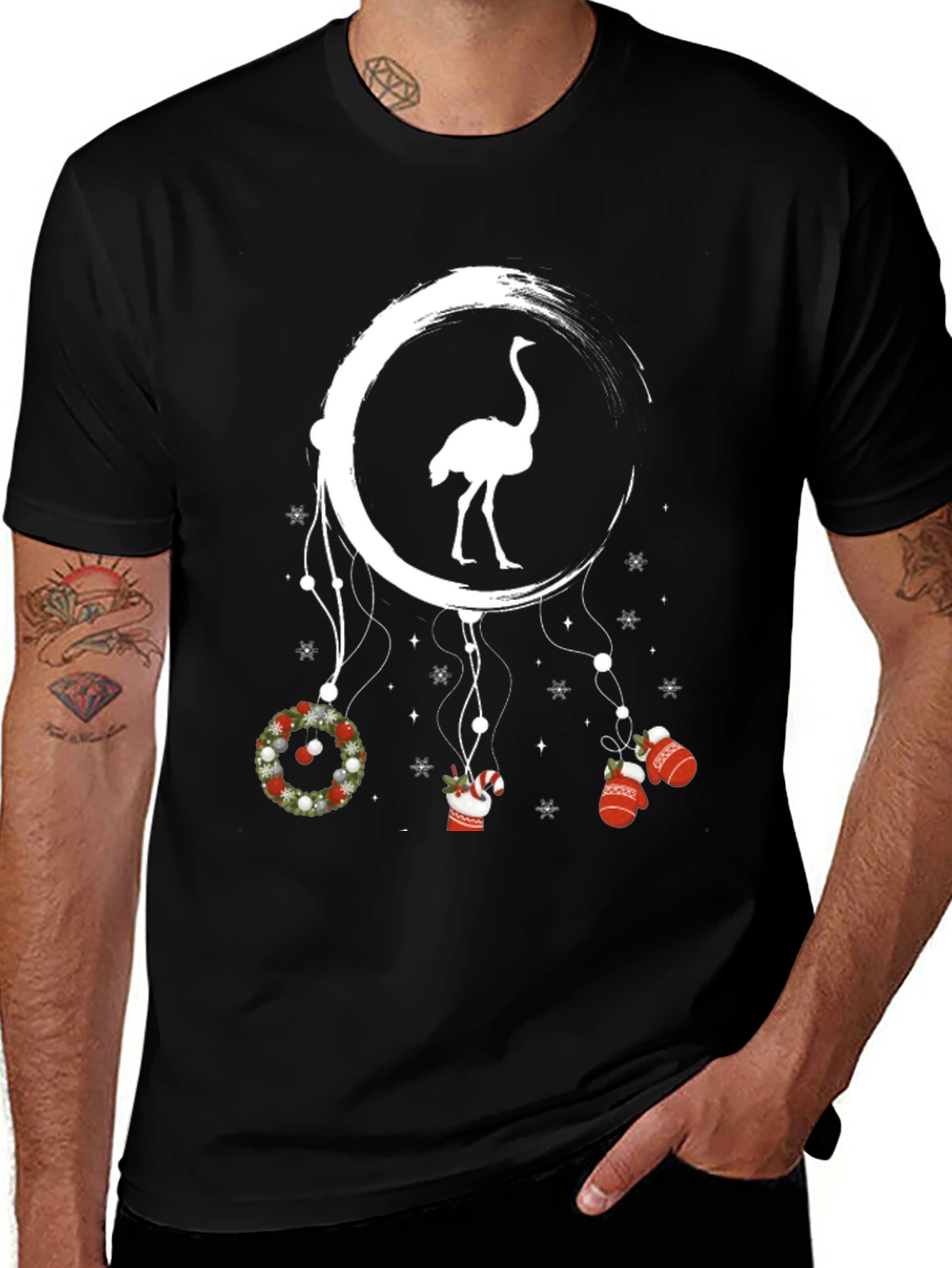 Ostrich Moon Christmas T-Shirt