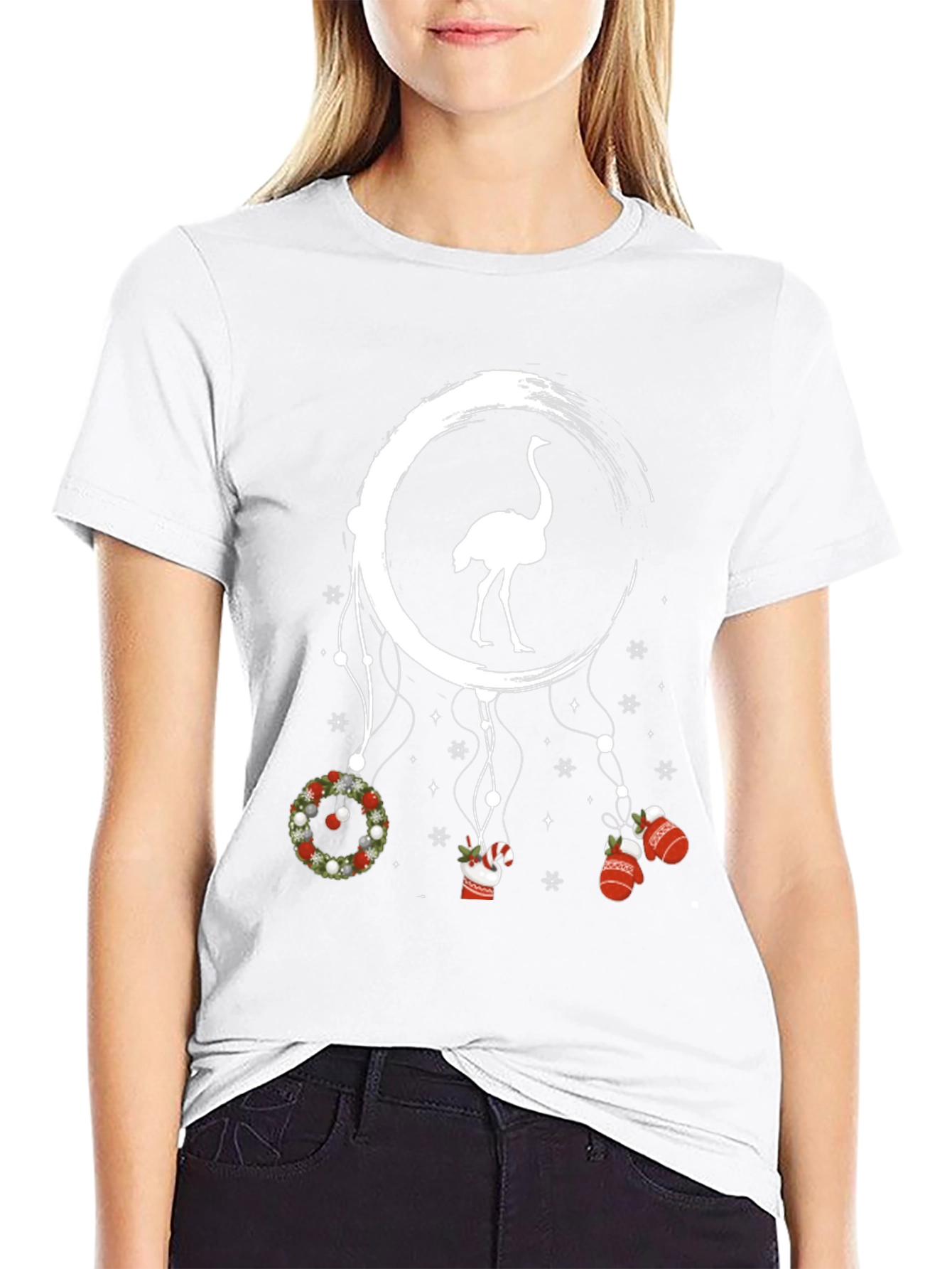 Ostrich Moon Christmas T-Shirt