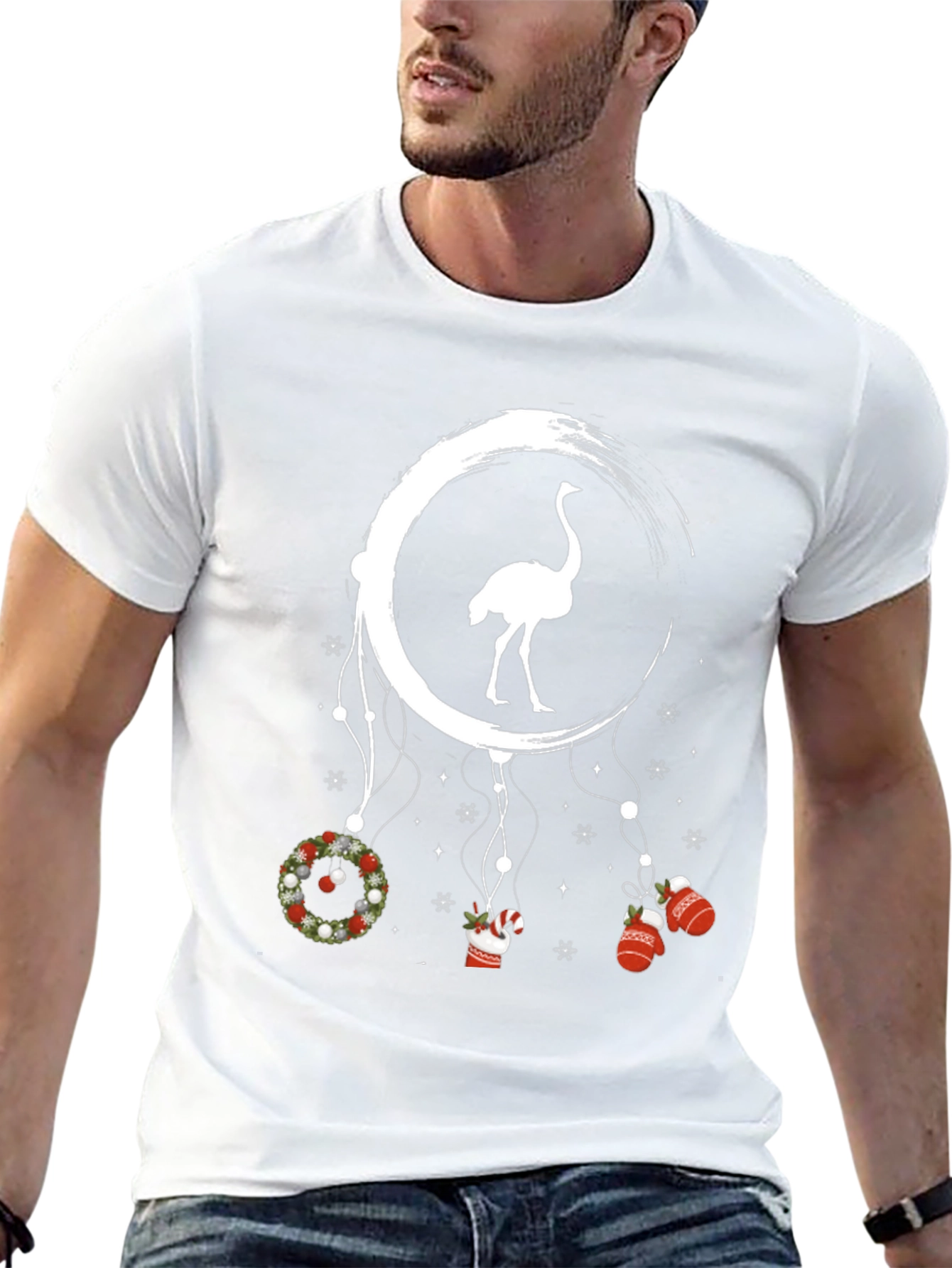 Ostrich Moon Christmas T-Shirt