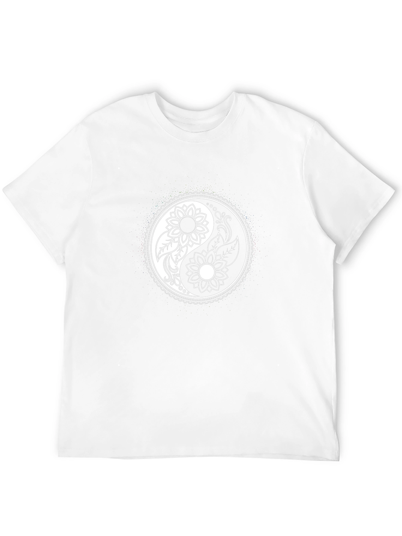 Yin Yang Sunflower Graphic T-Shirt - Black