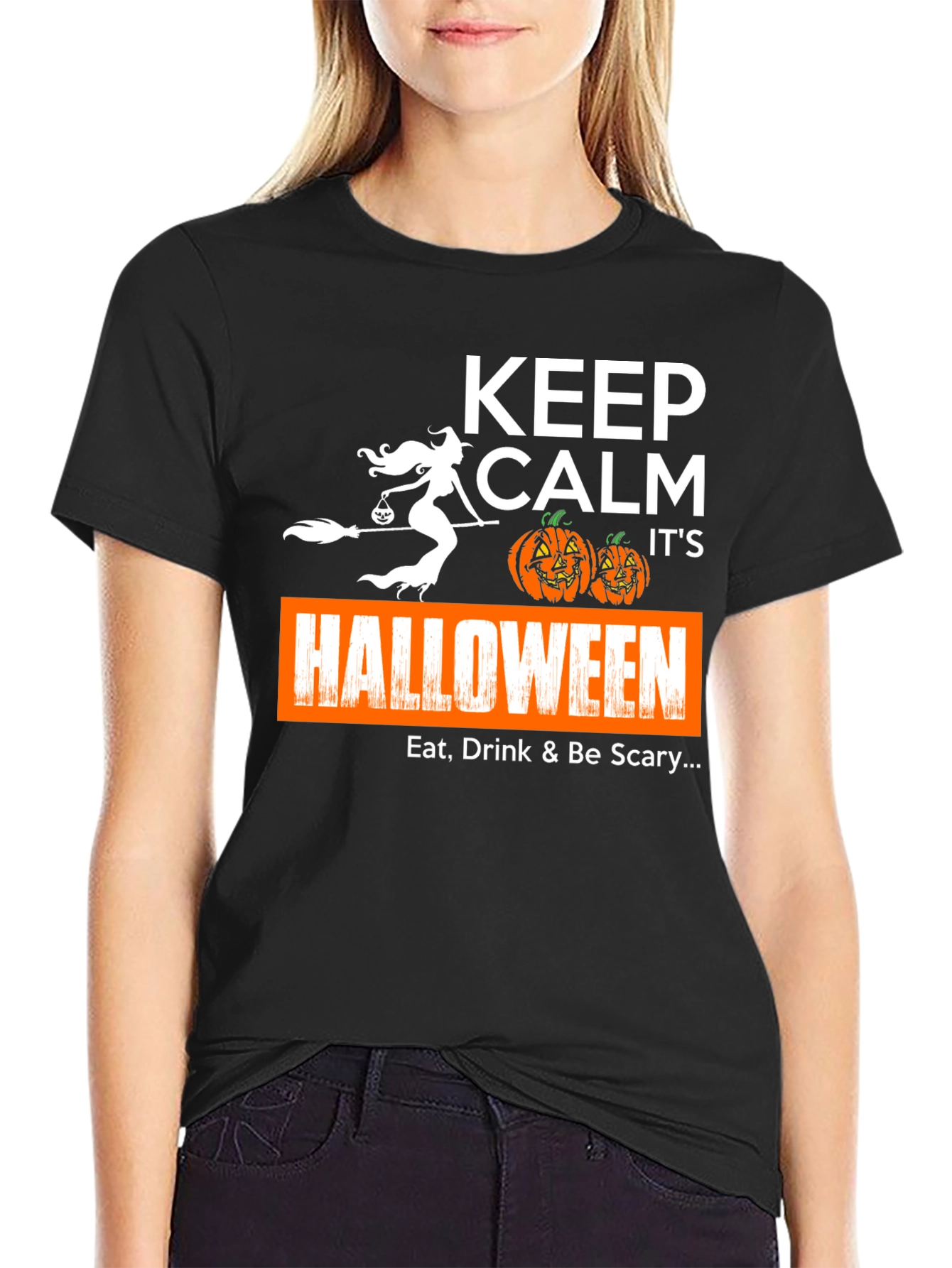 Keep Calm Halloween T-Shirt: Eat Drink & Be Scary!