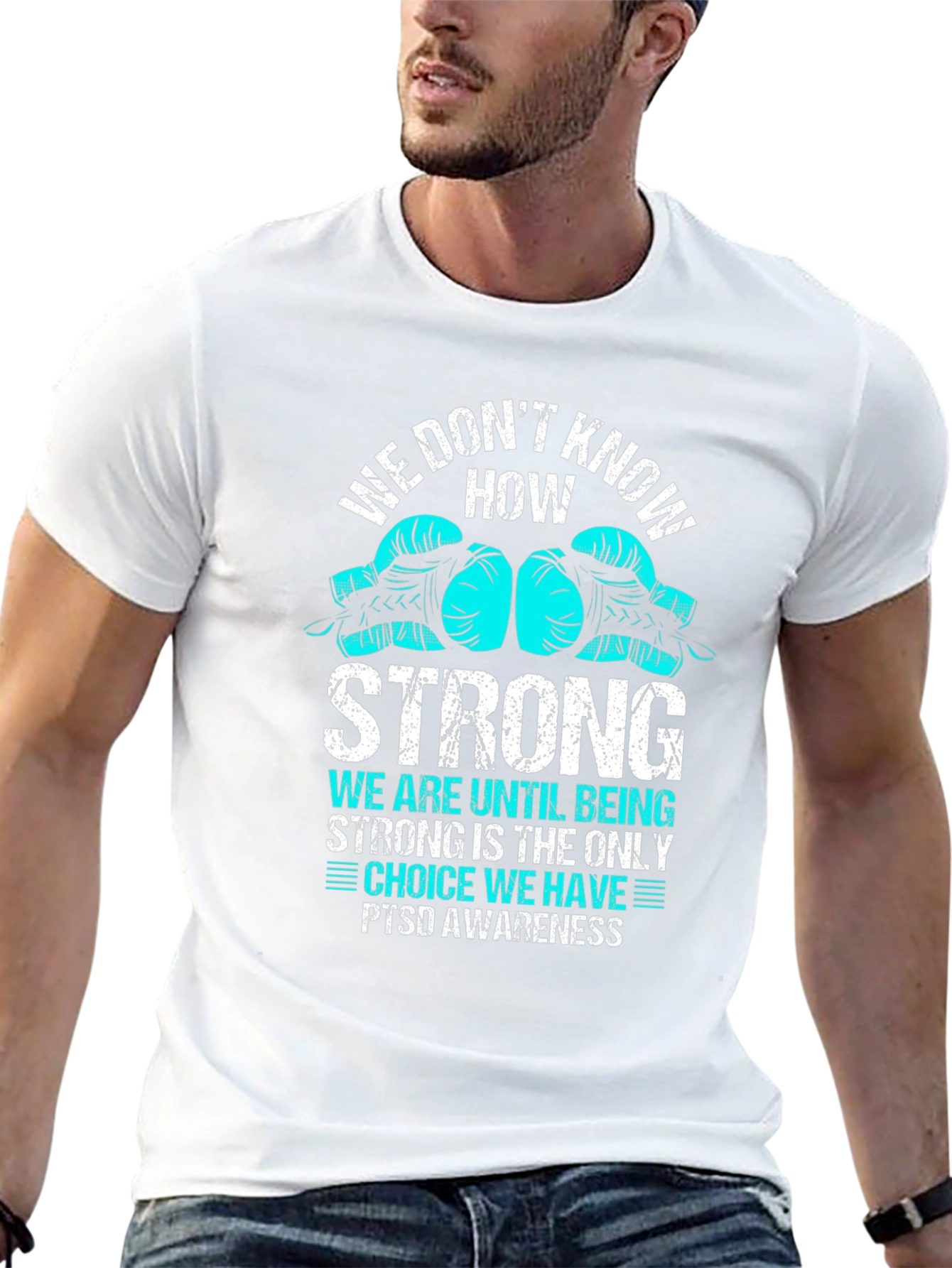 PTSD Awareness Strong Boxing Glove Graphic T-Shirt