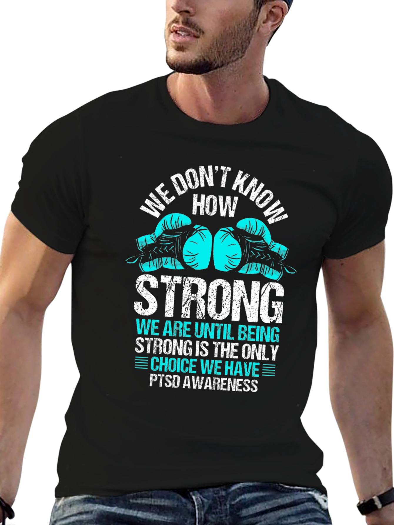 PTSD Awareness Strong Boxing Glove Graphic T-Shirt