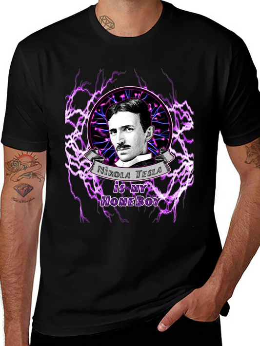 Nikola Tesla Homeboy Graphic T-Shirt - Science Geek Tee