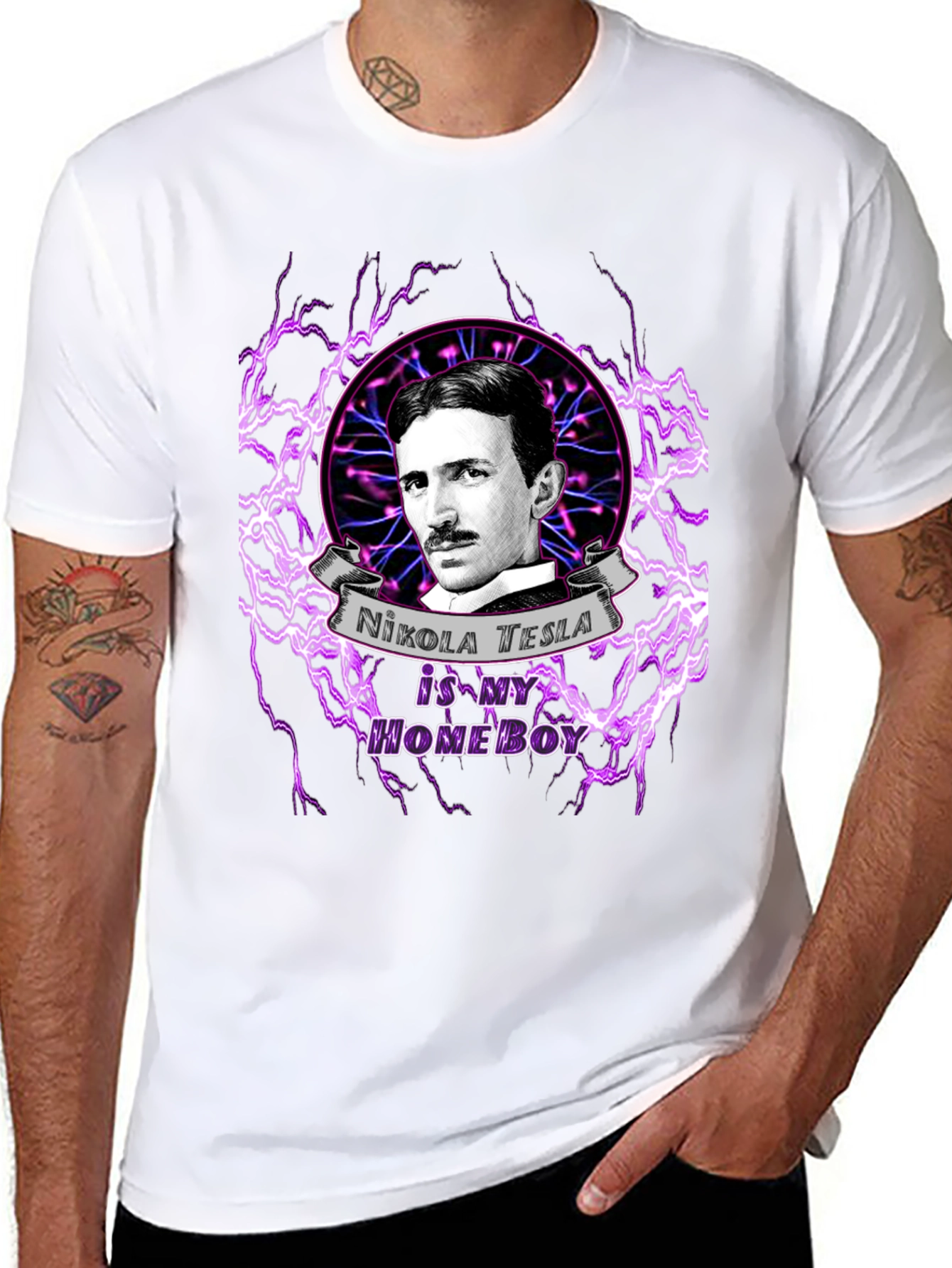 Nikola Tesla Homeboy Graphic T-Shirt - Science Geek Tee