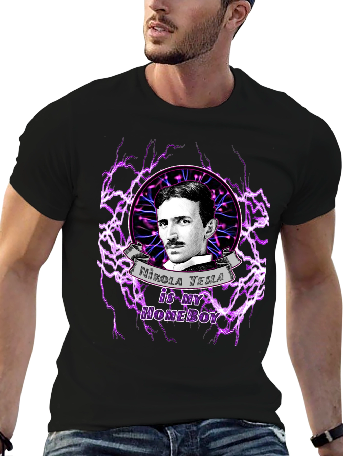 Nikola Tesla Homeboy Graphic T-Shirt - Science Geek Tee