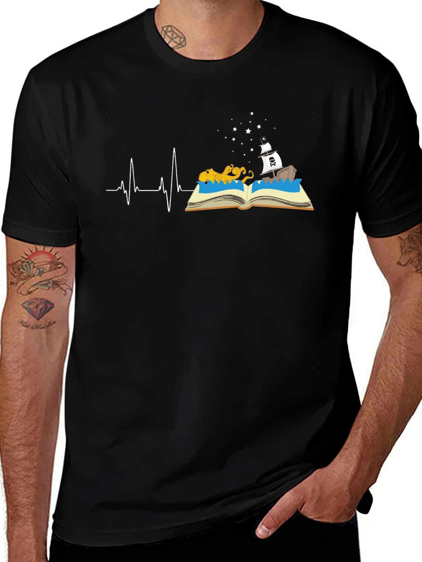 Storybook Heartbeat Graphic Tee - Black