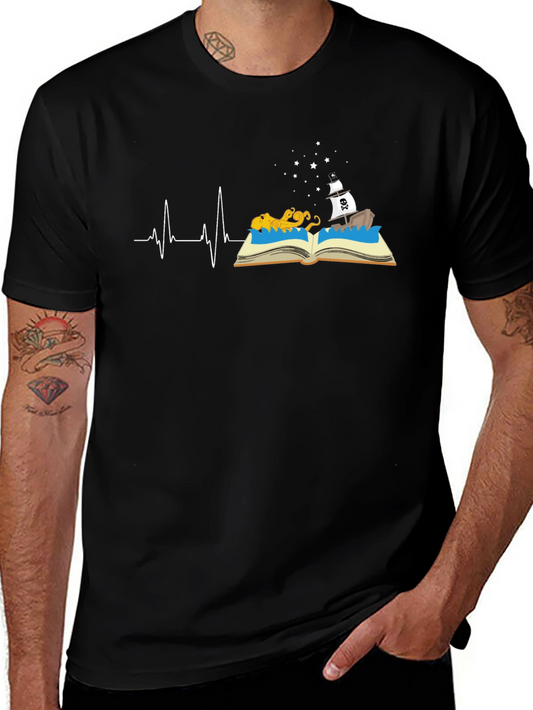 Storybook Heartbeat Graphic Tee - Black