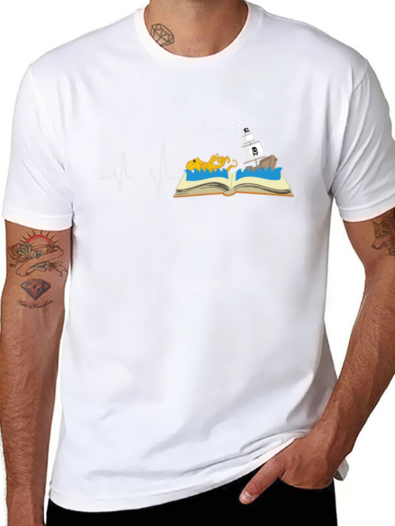 Storybook Heartbeat Graphic Tee - Black
