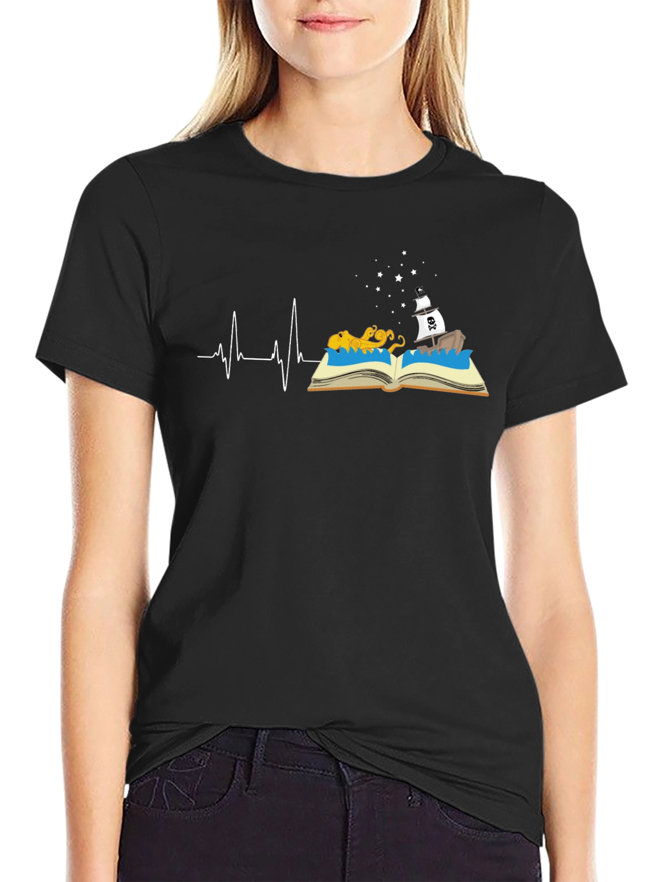 Storybook Heartbeat Graphic Tee - Black