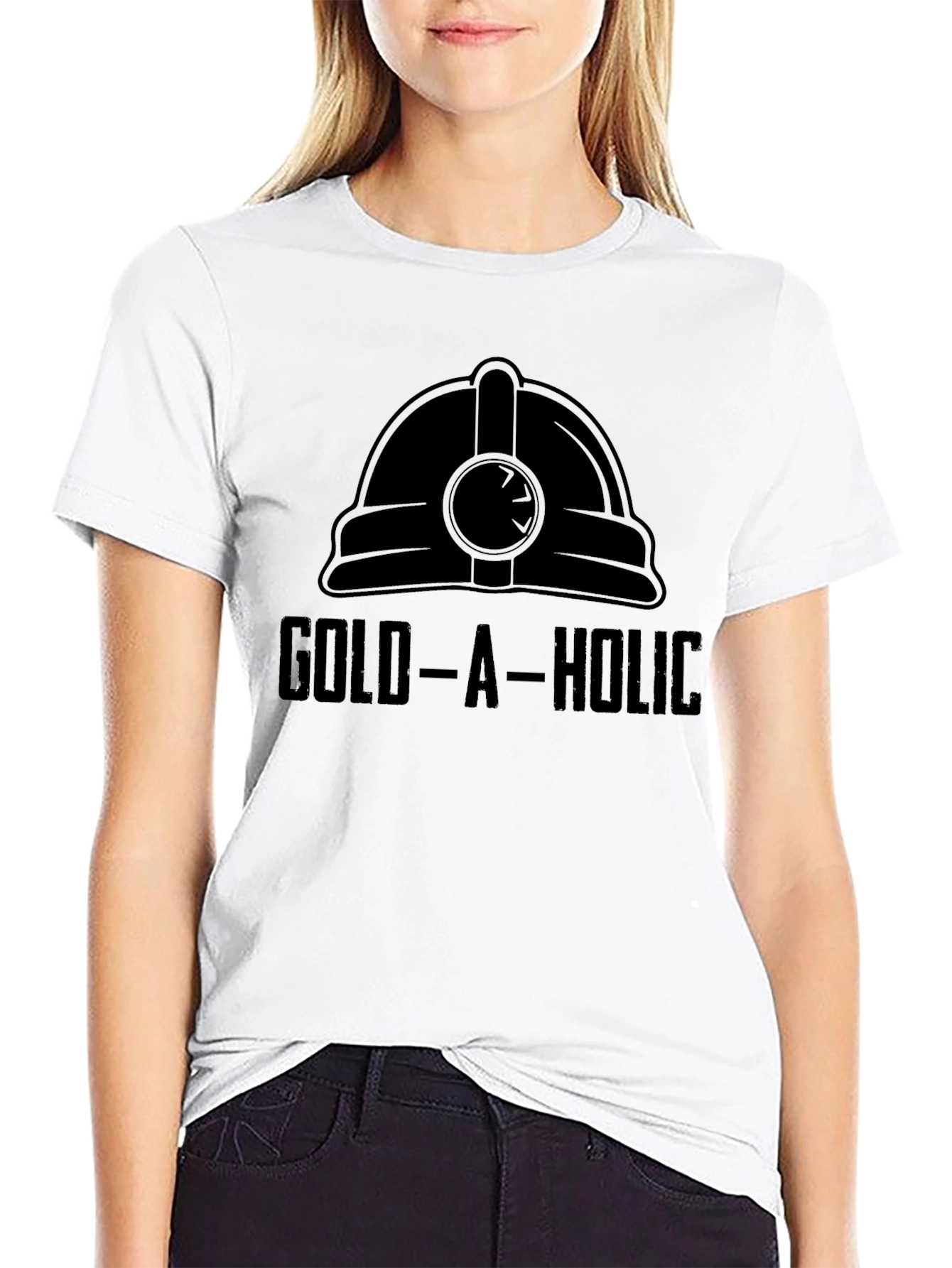 Gold-A-Holic Miner Helmet Graphic Tee - Black