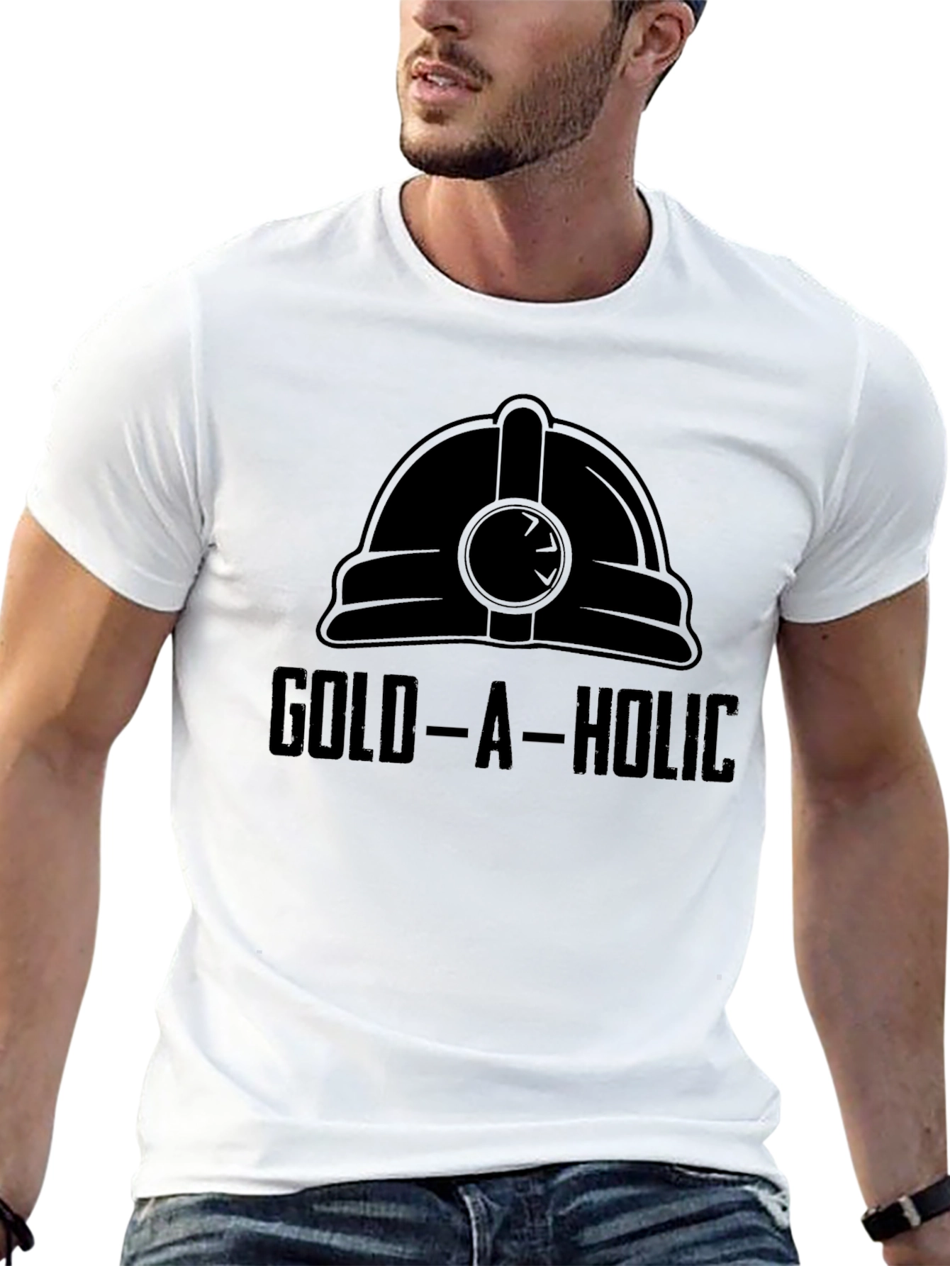 Gold-A-Holic Miner Helmet Graphic Tee - Black