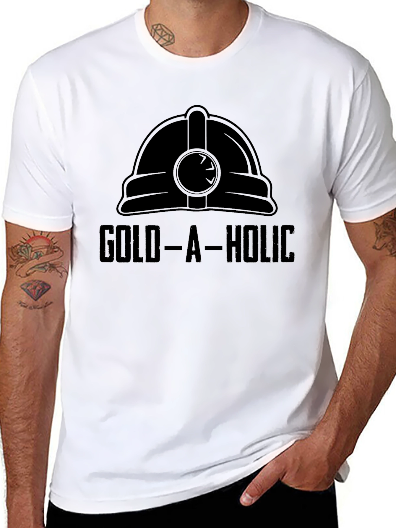 Gold-A-Holic Miner Helmet Graphic Tee - Black