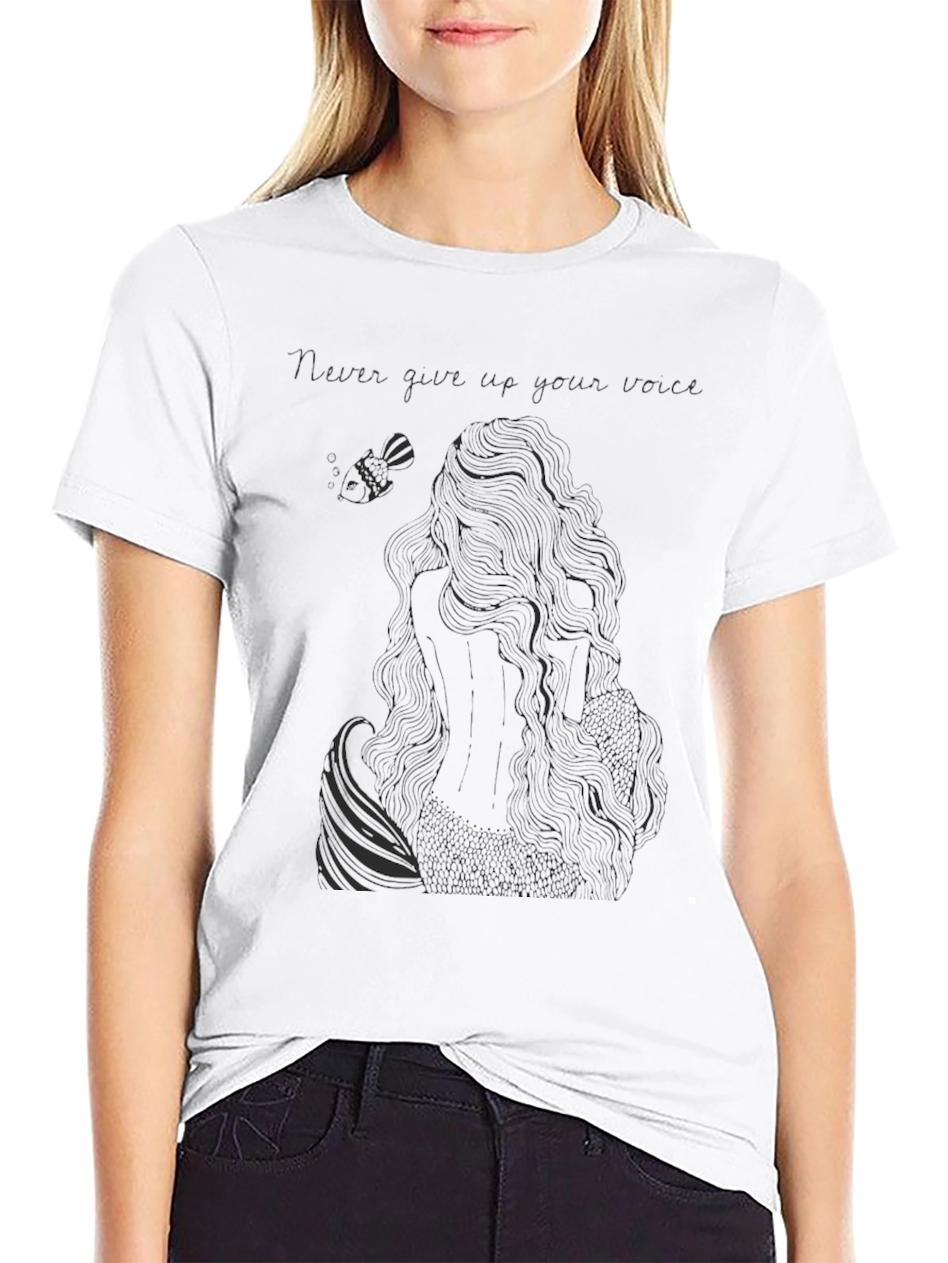 Mermaid Graphic Tee - Never Give Up Your Voice