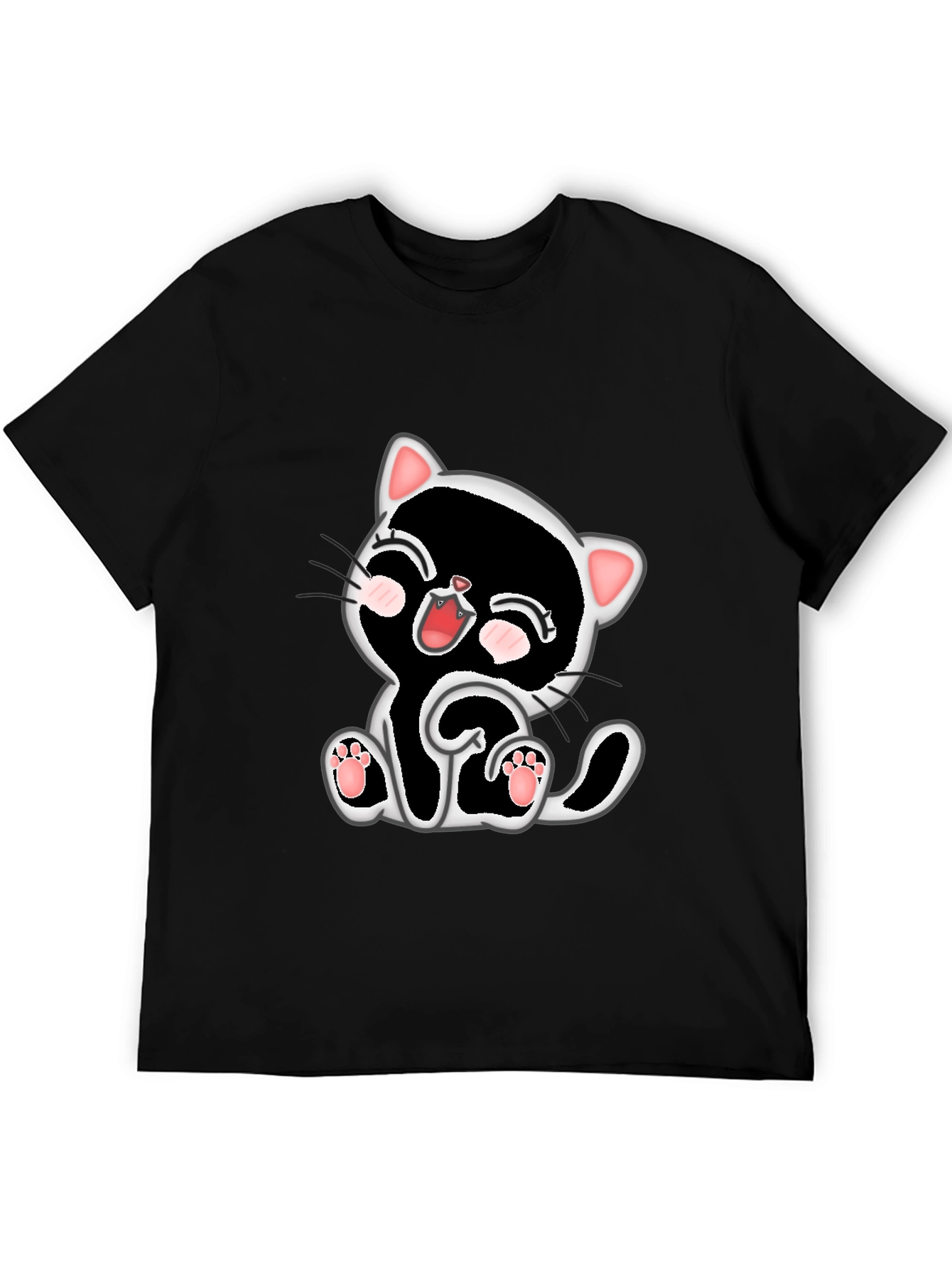 Cute Kitten Graphic Tee - Black