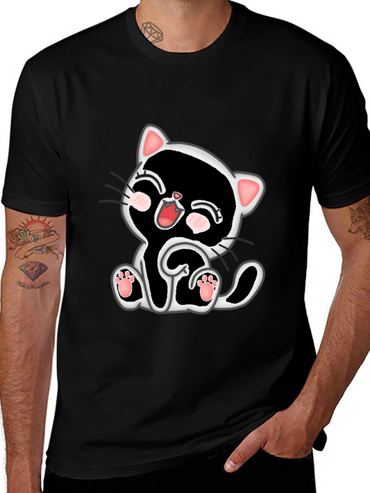 Cute Kitten Graphic Tee - Black