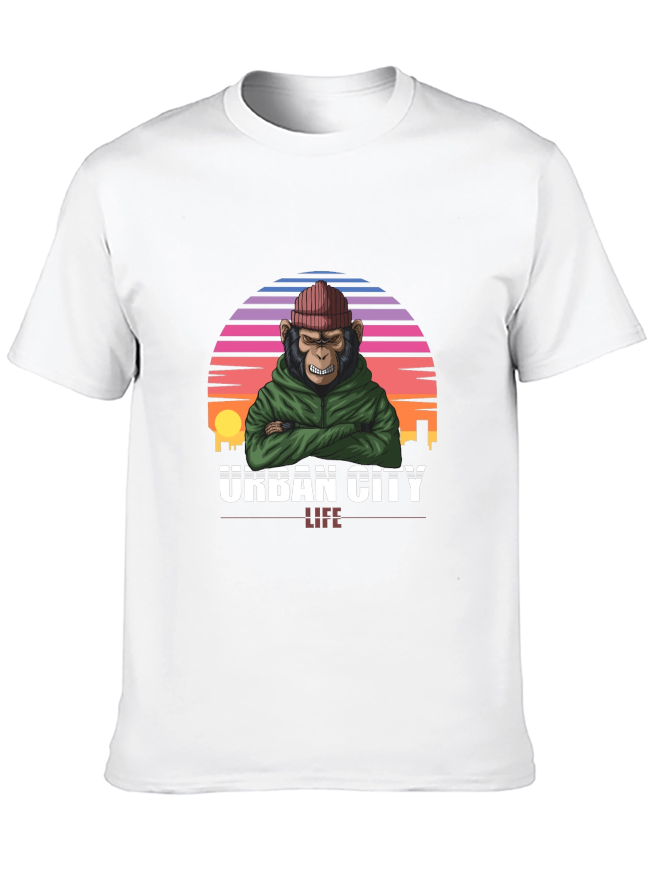 Urban City Life Monkey Graphic T-Shirt