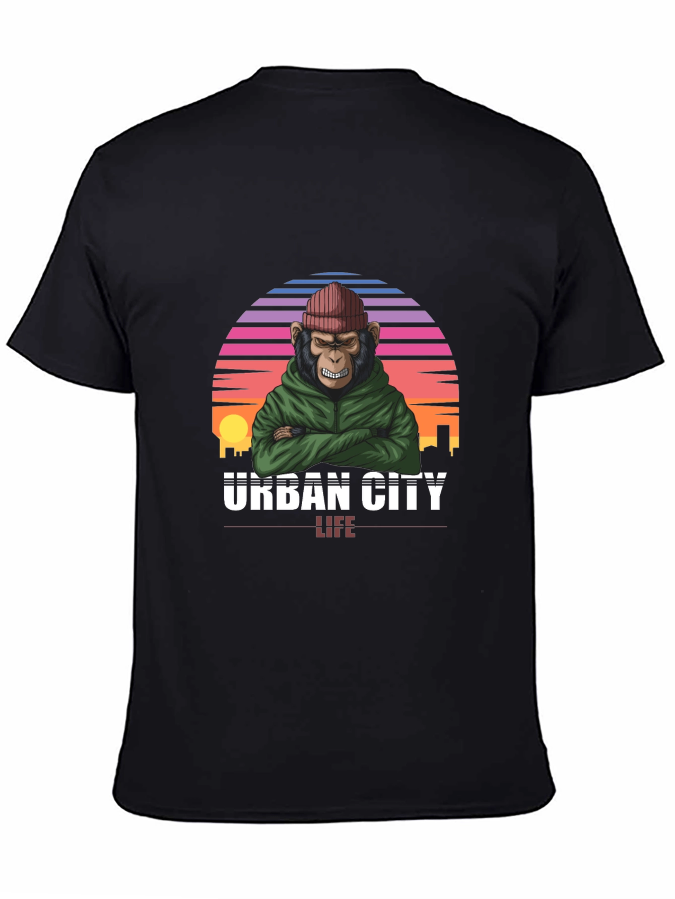 Urban City Life Monkey Graphic T-Shirt