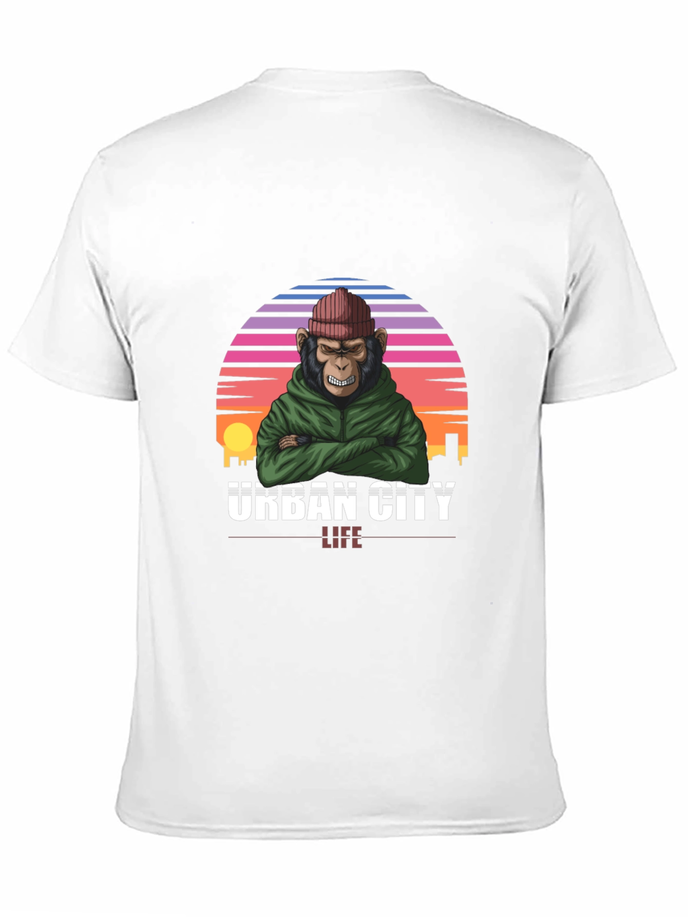 Urban City Life Monkey Graphic T-Shirt