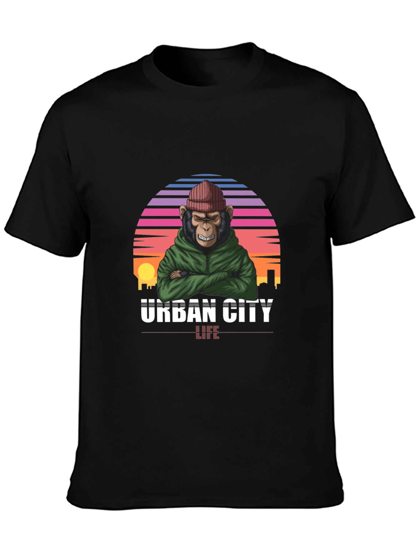 Urban City Life Monkey Graphic T-Shirt