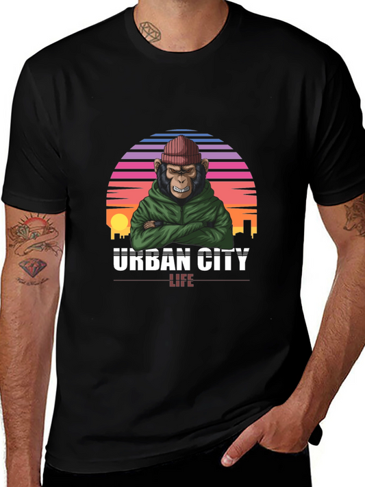 Urban City Life Monkey Graphic T-Shirt