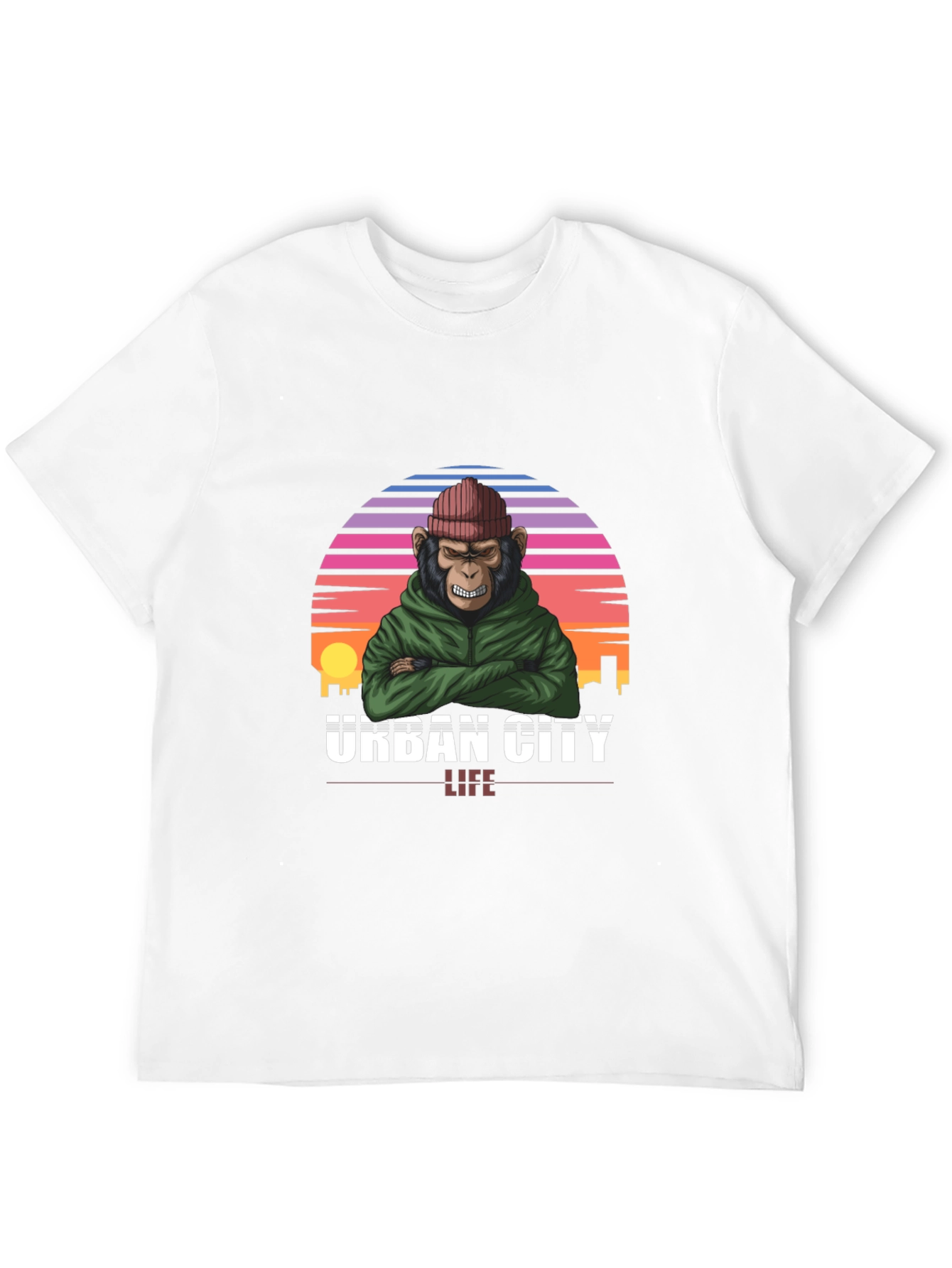 Urban City Life Monkey Graphic T-Shirt