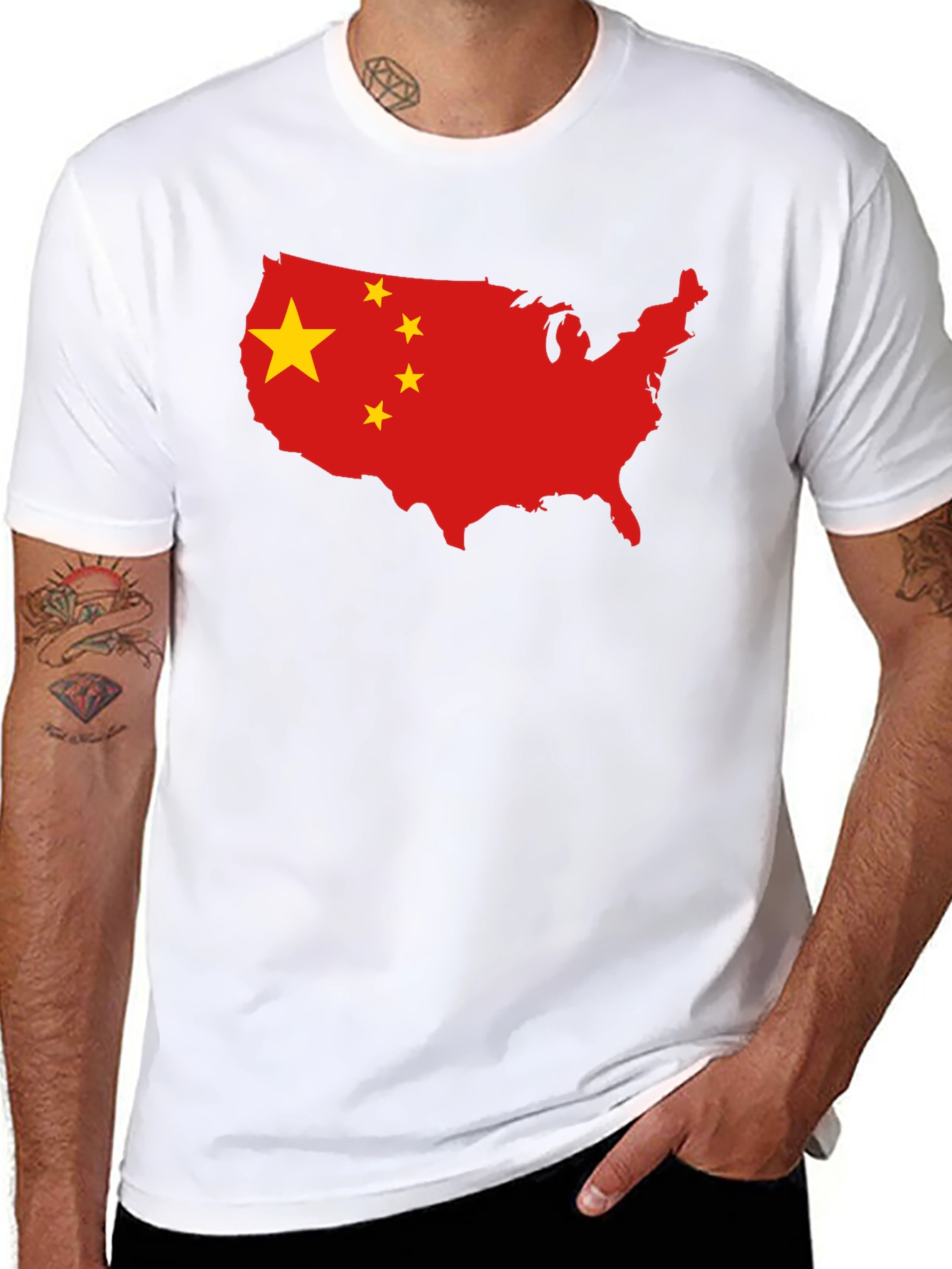 USA China Flag Graphic T-Shirt