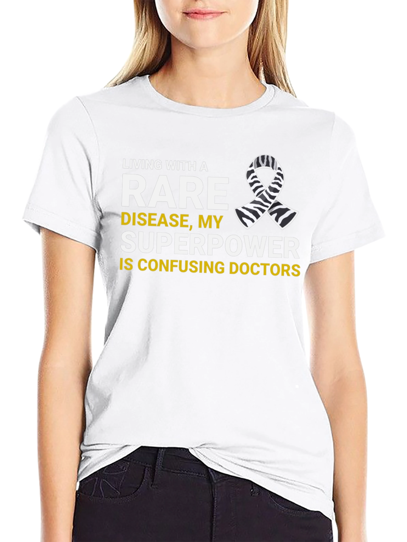 Rare Disease Superpower T-Shirt Zebra Ribbon Awareness Tee