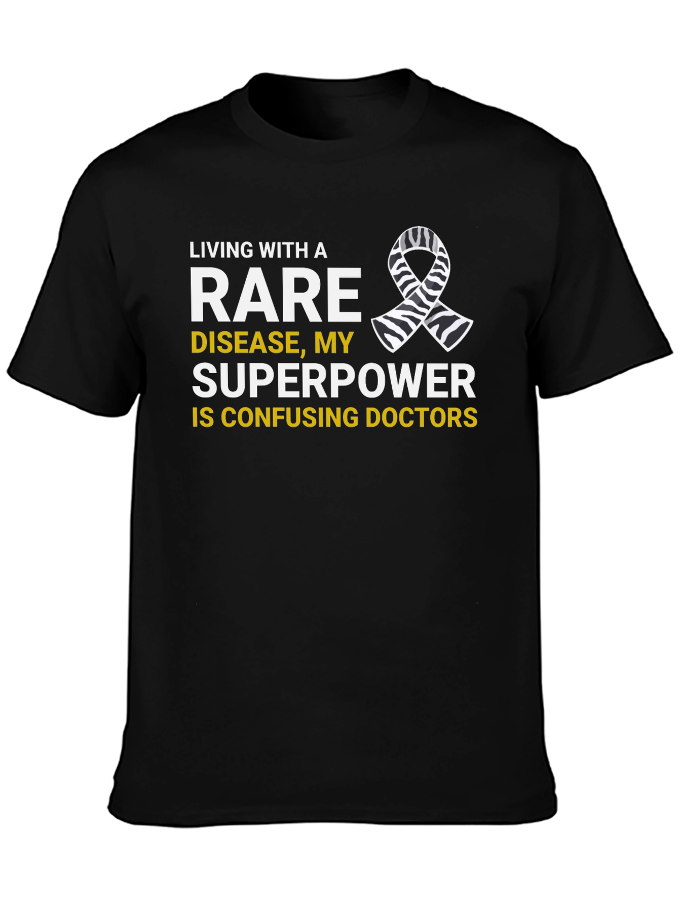 Rare Disease Superpower T-Shirt Zebra Ribbon Awareness Tee