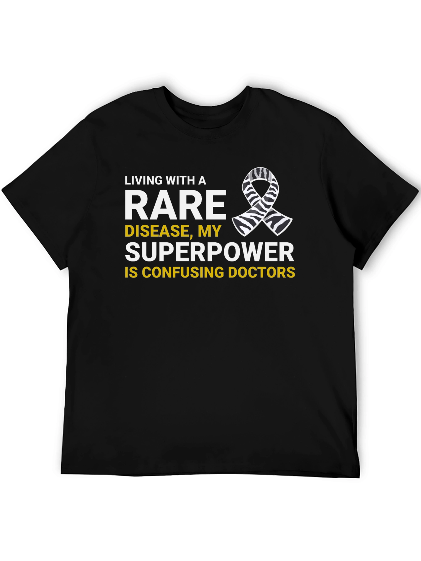 Rare Disease Superpower T-Shirt Zebra Ribbon Awareness Tee