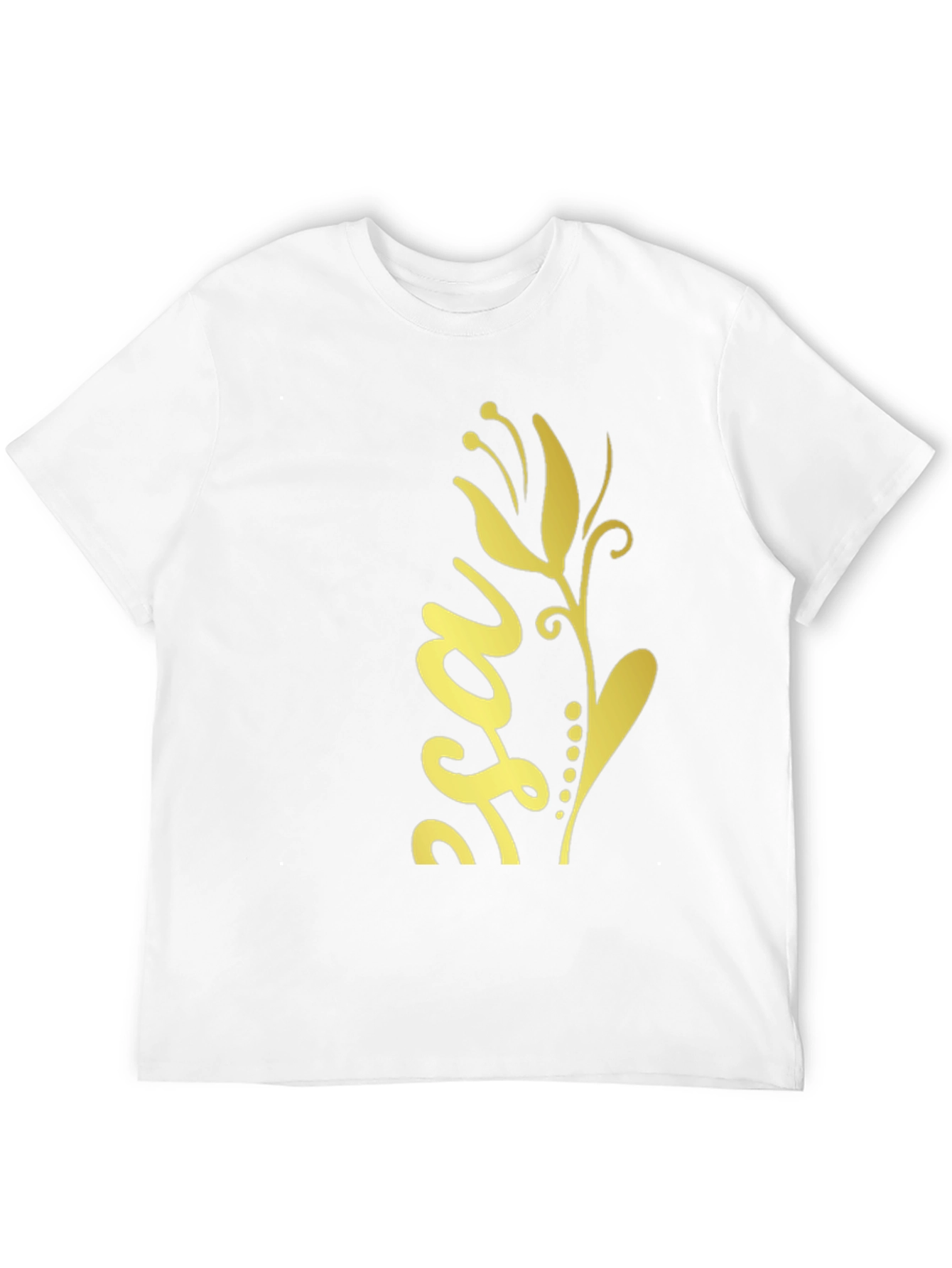 Stylish Black Tee with Gold Floral Design