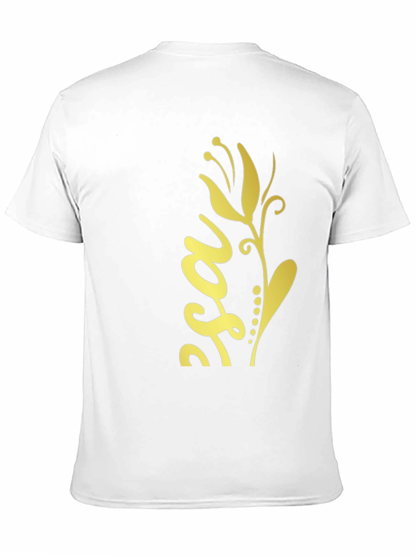 Stylish Black Tee with Gold Floral Design