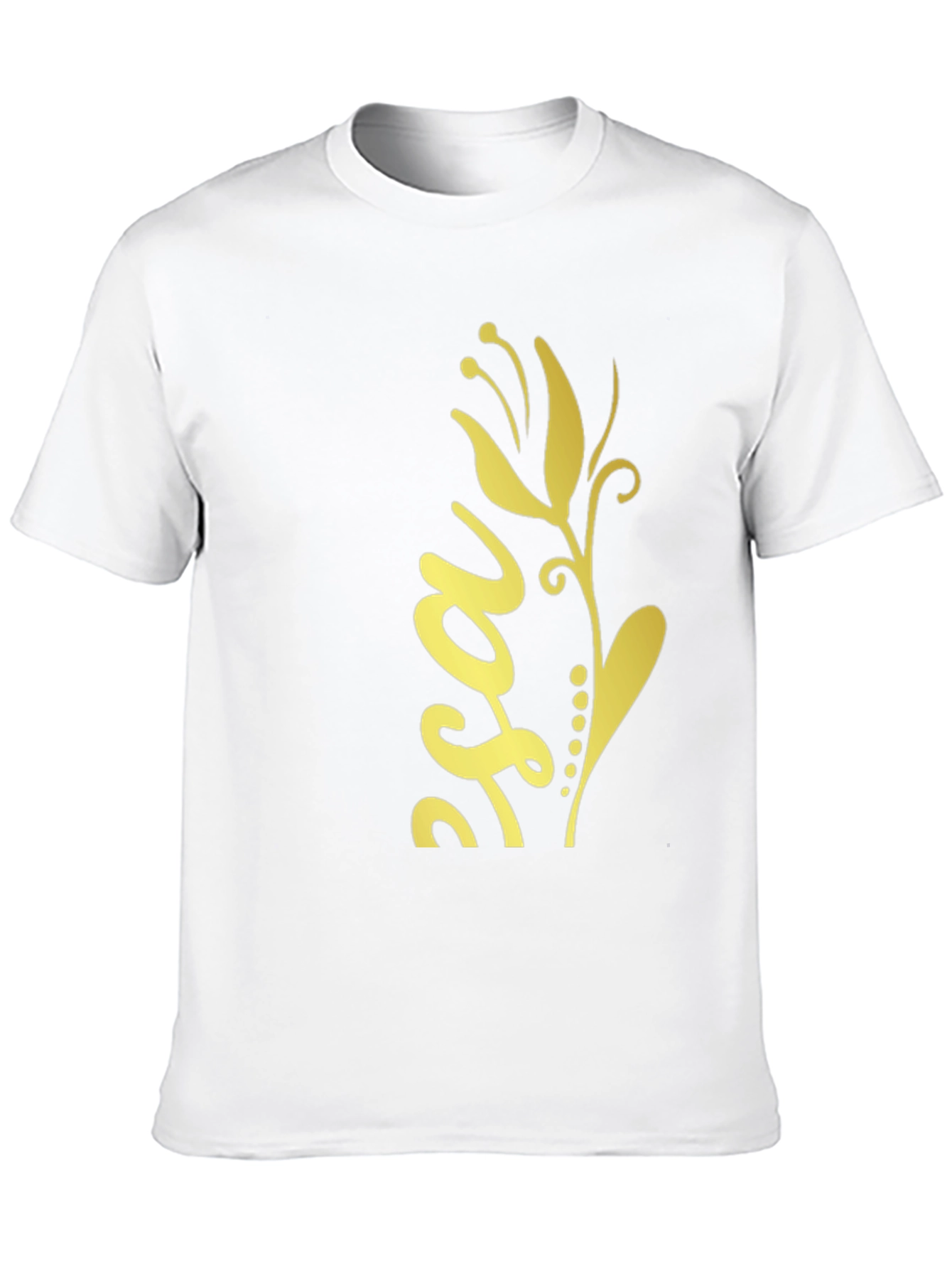 Stylish Black Tee with Gold Floral Design