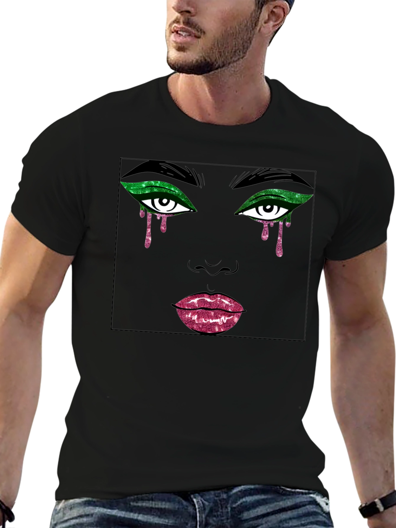 Graphic Glitter Face T-Shirt