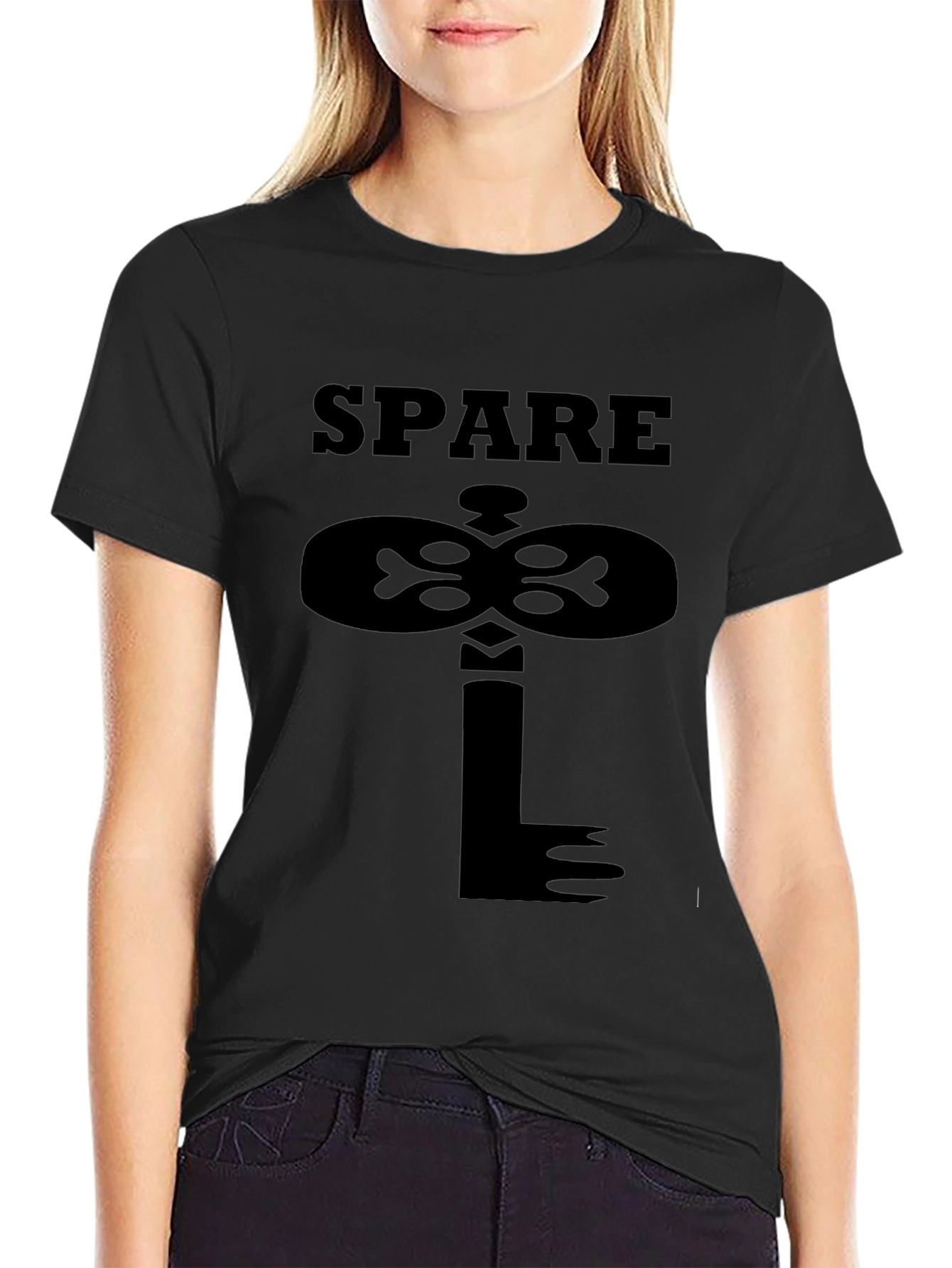 Spare Key Graphic Print Black T-Shirt