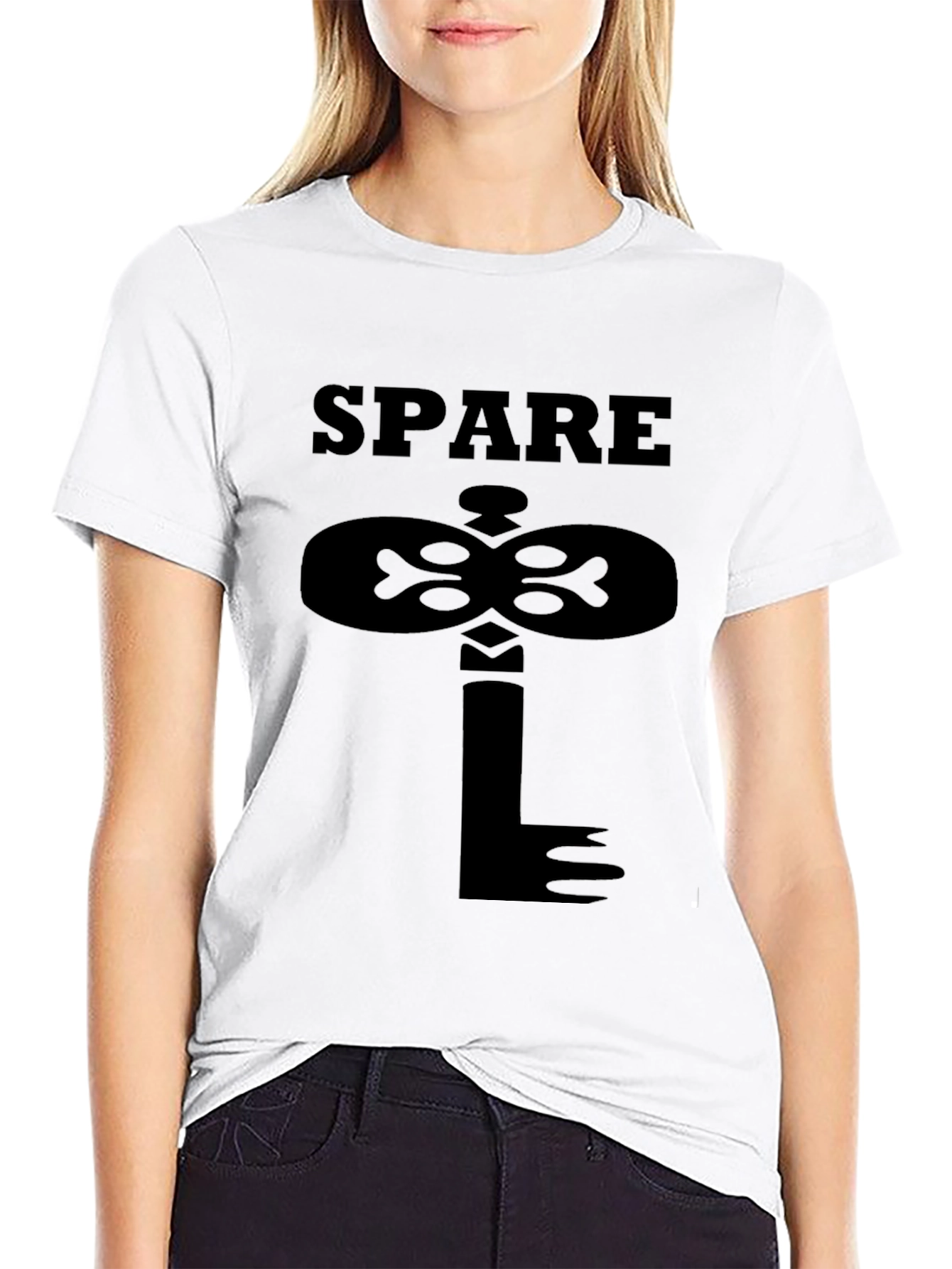 Spare Key Graphic Print Black T-Shirt