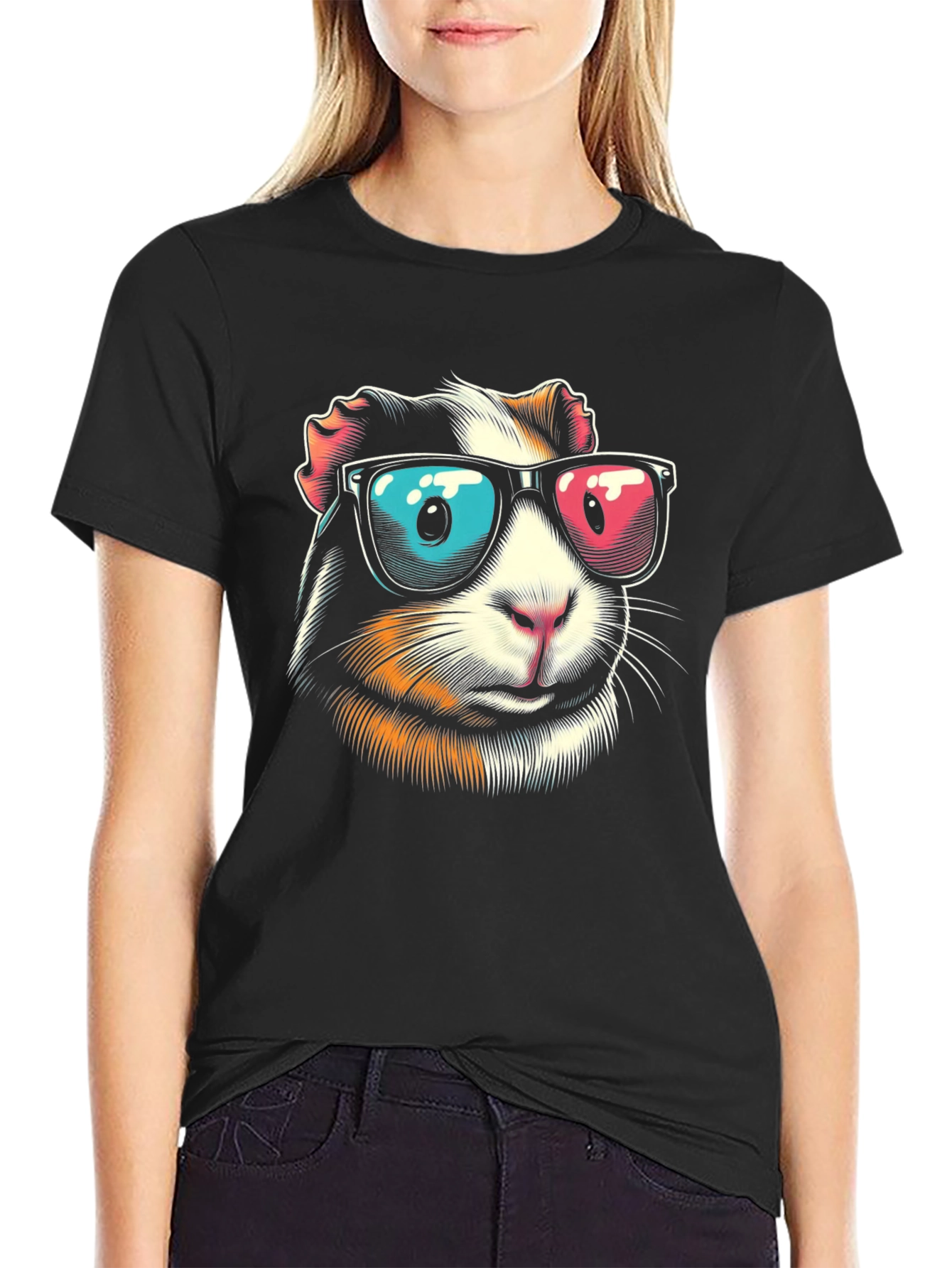 Cool Guinea Pig Graphic Tee - Black