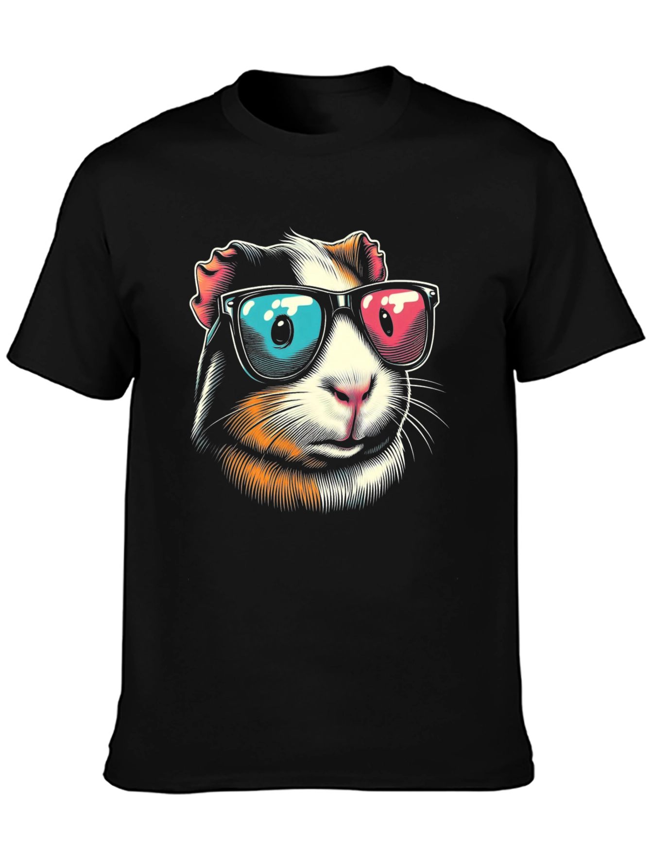 Cool Guinea Pig Graphic Tee - Black