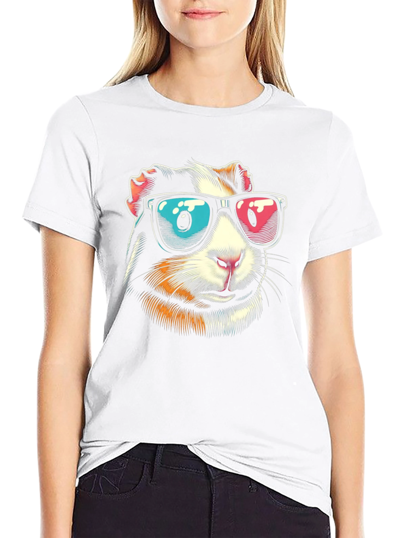 Cool Guinea Pig Graphic Tee - Black